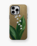 Antique gold lily of the valley botanical shockproof case for iPhone Pro Max models