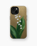 Antique gold lily of the valley botanical shockproof case for standard iPhone models