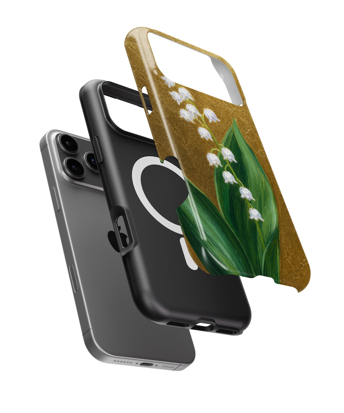 Antique gold lily of the valley botanical shockproof MagSafe iPhone case for iPhone 17 Pro Max