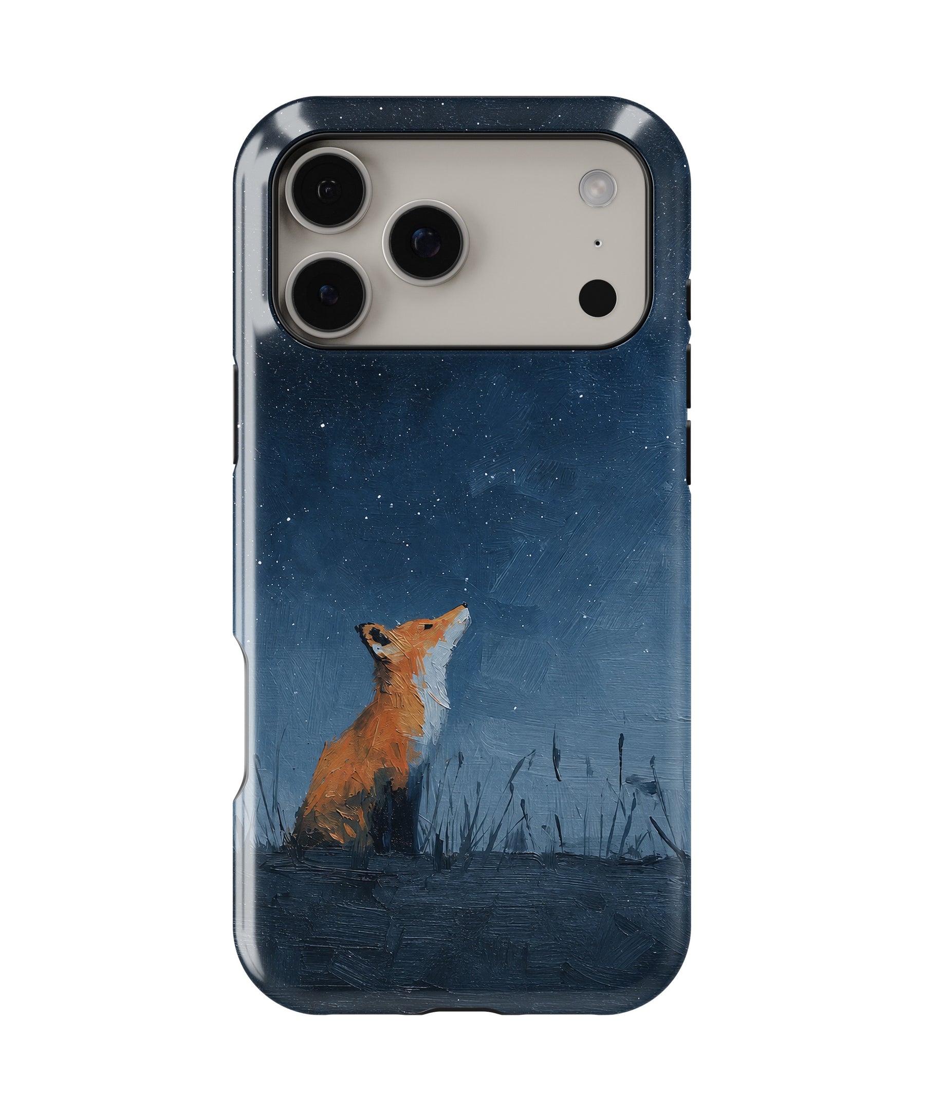 Starry Night Fox Oil Painting MagSafe iPhone Tough Case – Custom Name Option