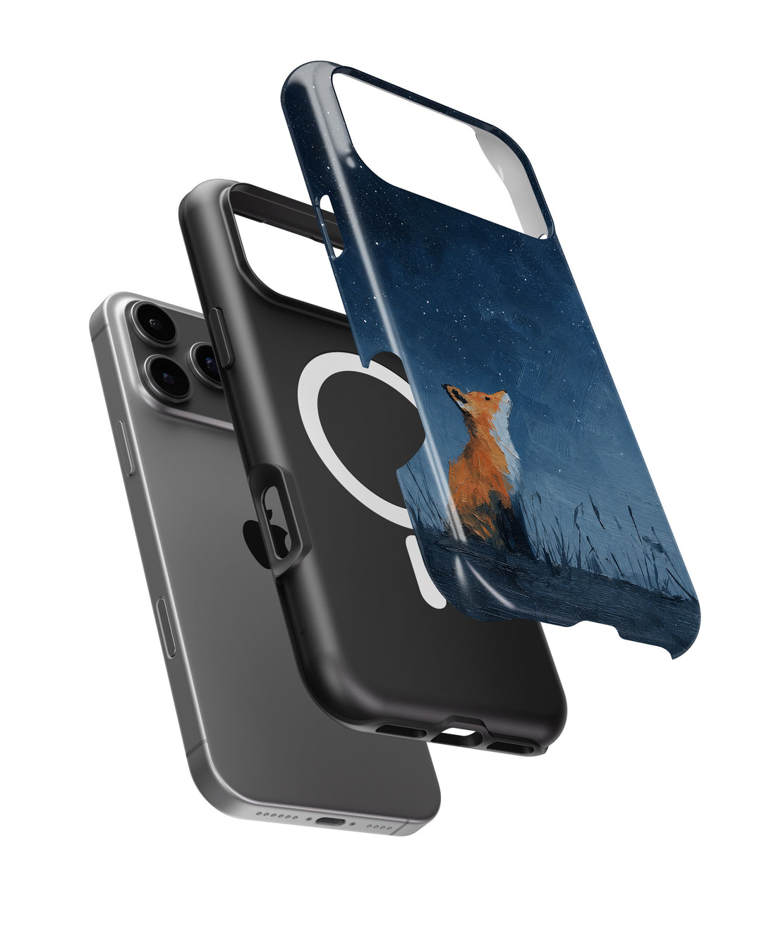 Starry night orange fox oil painting shockproof MagSafe iPhone case for iPhone 17 Pro Max