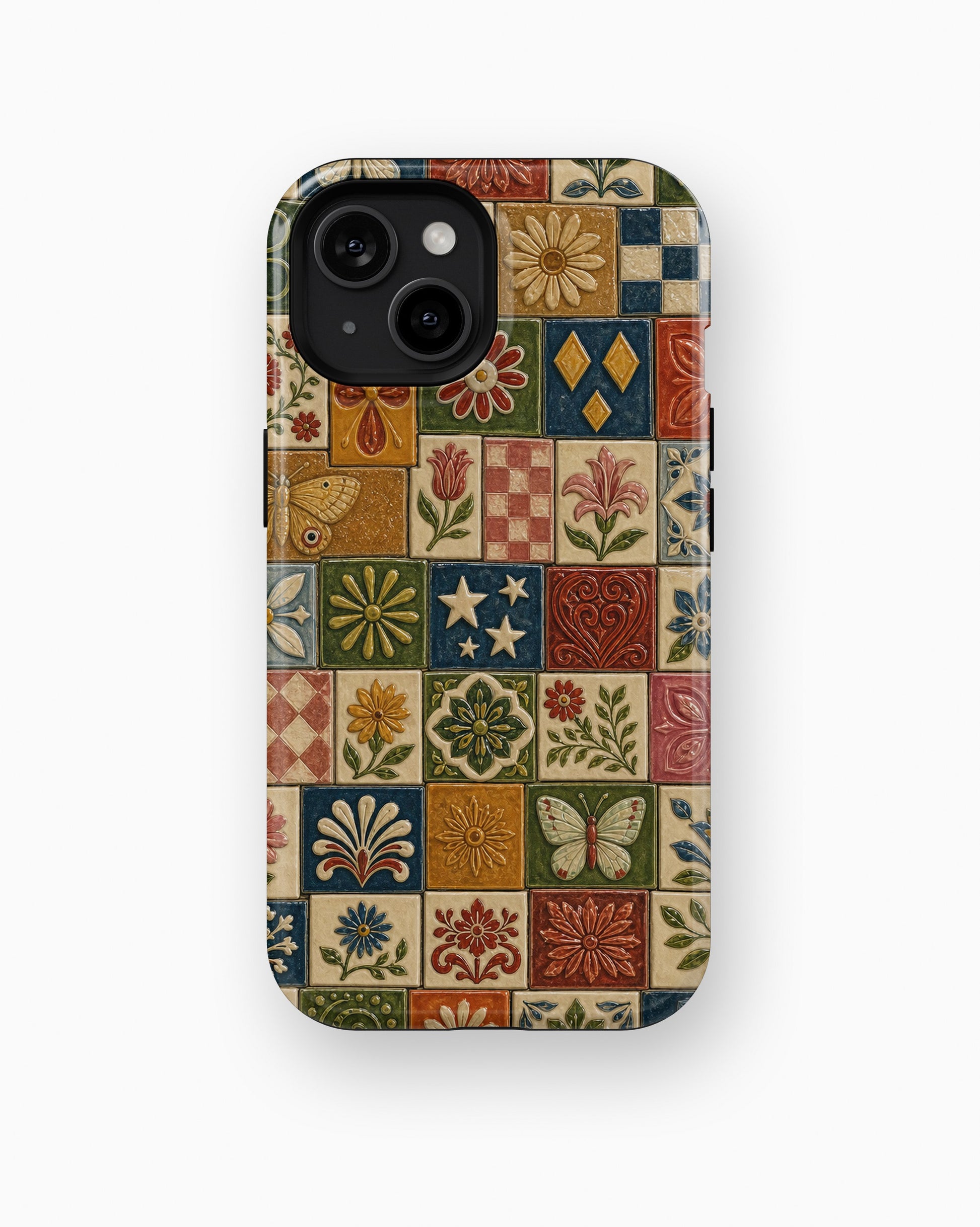 Vintage Folk Art Tile Patchwork shockproof case for standard iPhone models