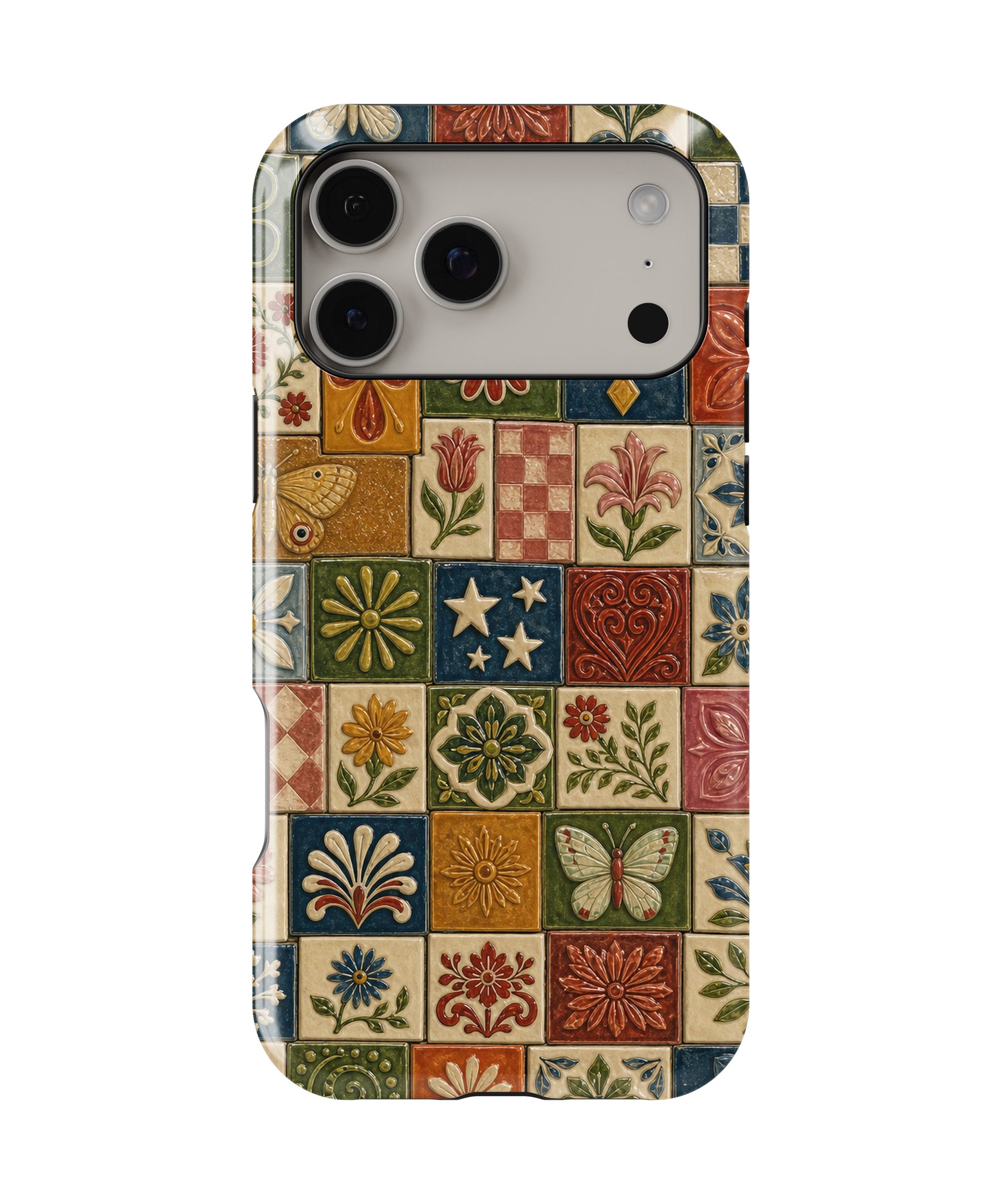 Vintage Folk Art Tile Patchwork shockproof MagSafe iPhone case for iPhone 17 Pro Max