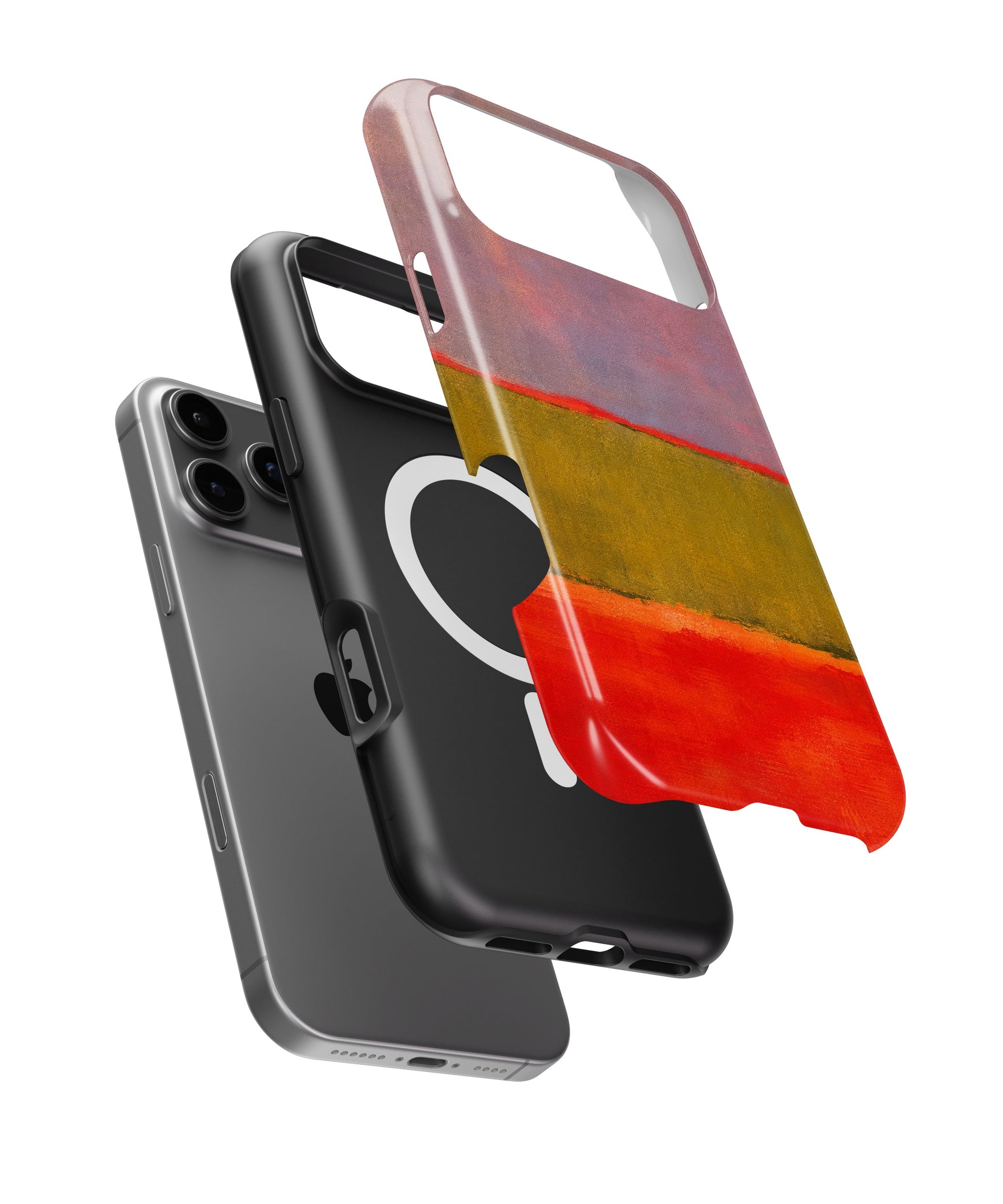 Rose Olive Scarlet Color Block iPhone tough case with built-in MagSafe magnetic ring