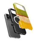 Chartreuse Cream Golden Yellow Color Block iPhone tough case with built-in MagSafe magnetic ring