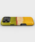 Chartreuse Cream Golden Yellow Color Block dual-layer iPhone case with raised camera and edge protection