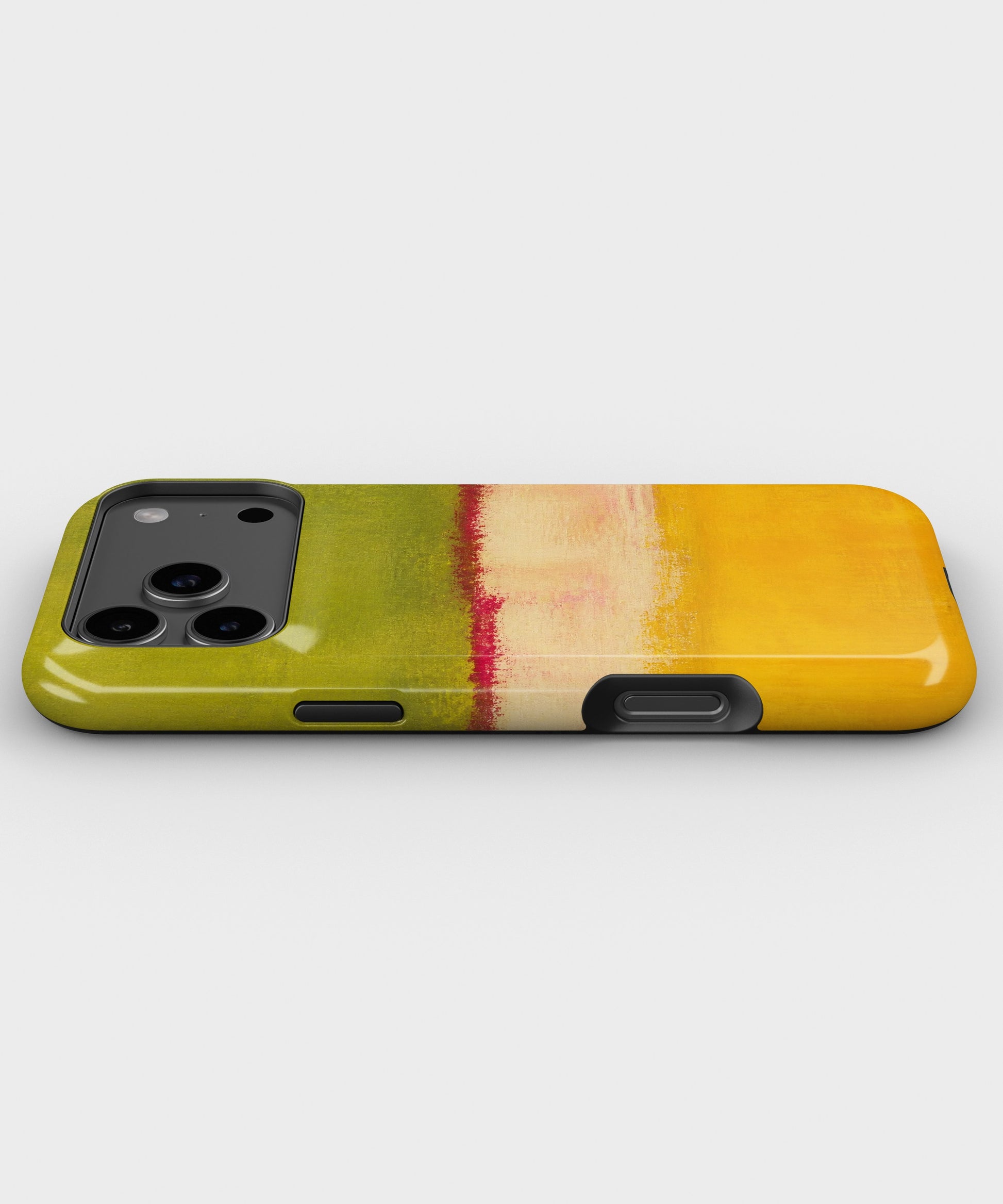 Chartreuse Cream Golden Yellow Color Block dual-layer iPhone case with raised camera and edge protection