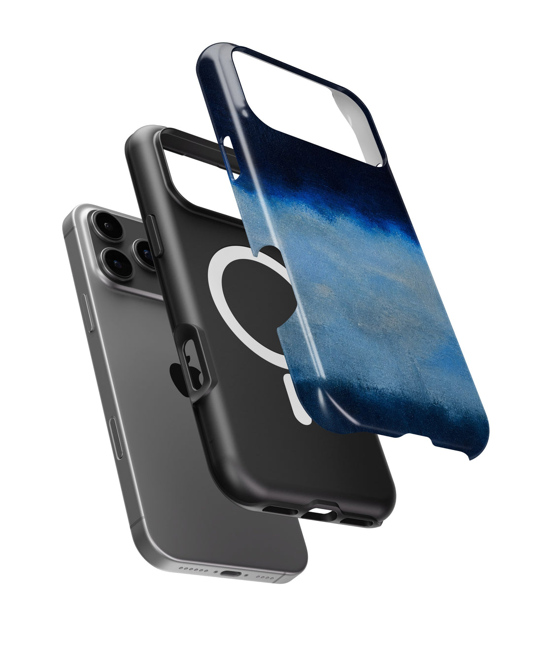 Midnight Navy Sky Blue Color Block shockproof MagSafe iPhone case for iPhone 17 Pro Max