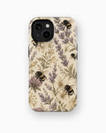Lavender Bumblebee Botanical shockproof case for standard iPhone models