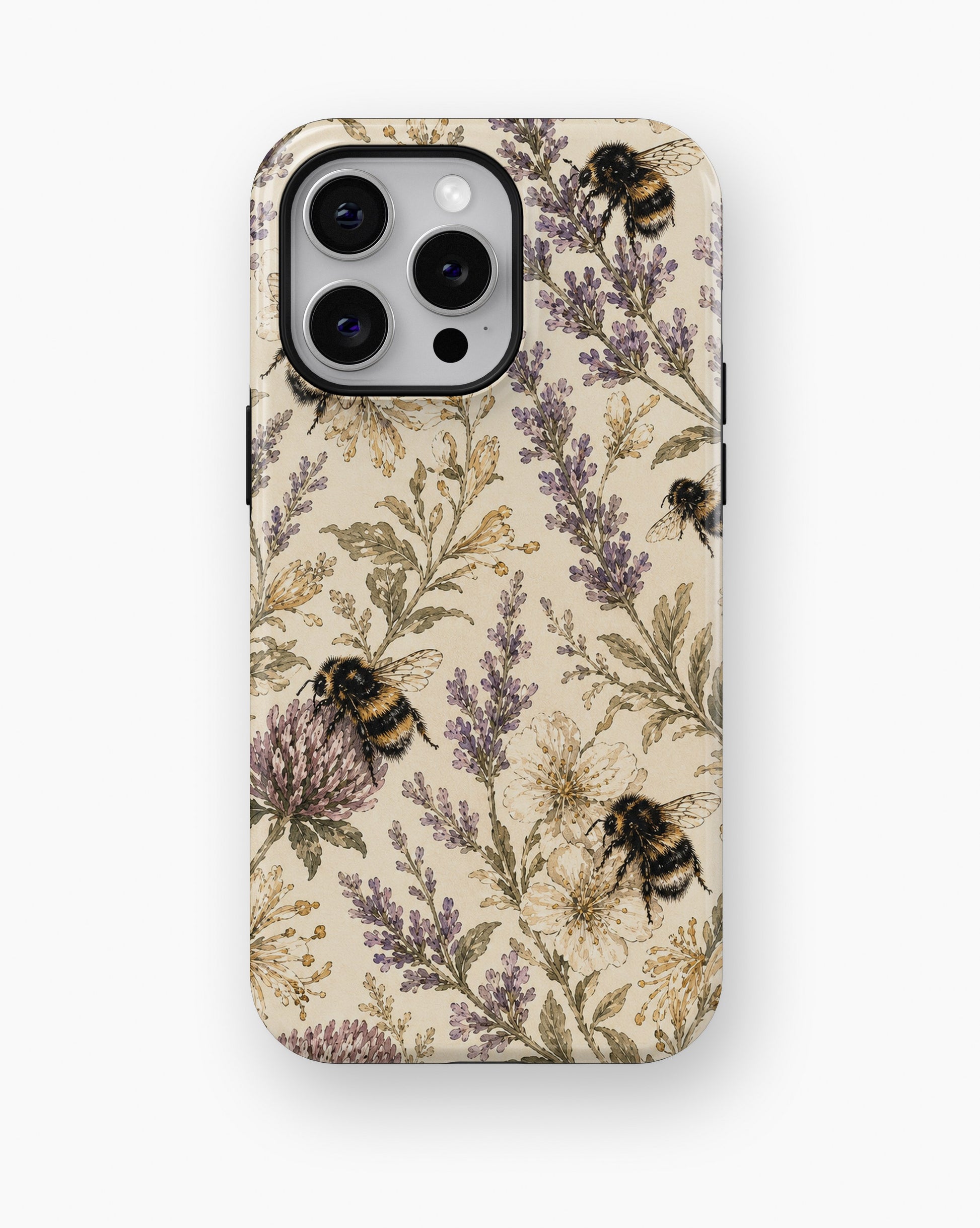 Lavender Bumblebee Botanical shockproof case for iPhone Pro Max models