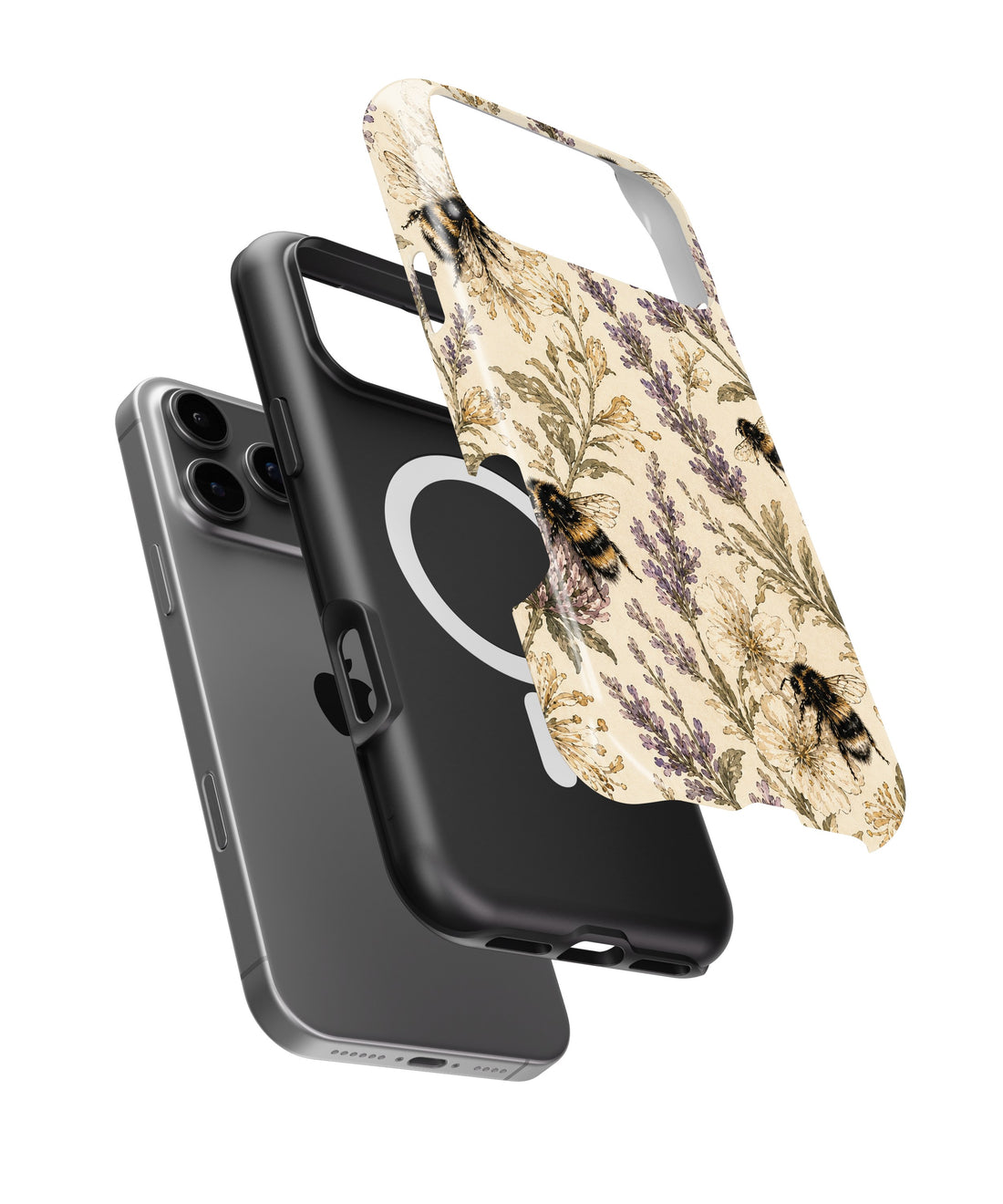 Lavender Bumblebee Botanical shockproof MagSafe iPhone case for iPhone 17 Pro Max