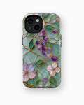 Aqua Grape Stained Glass Floral shockproof case for standard iPhone models