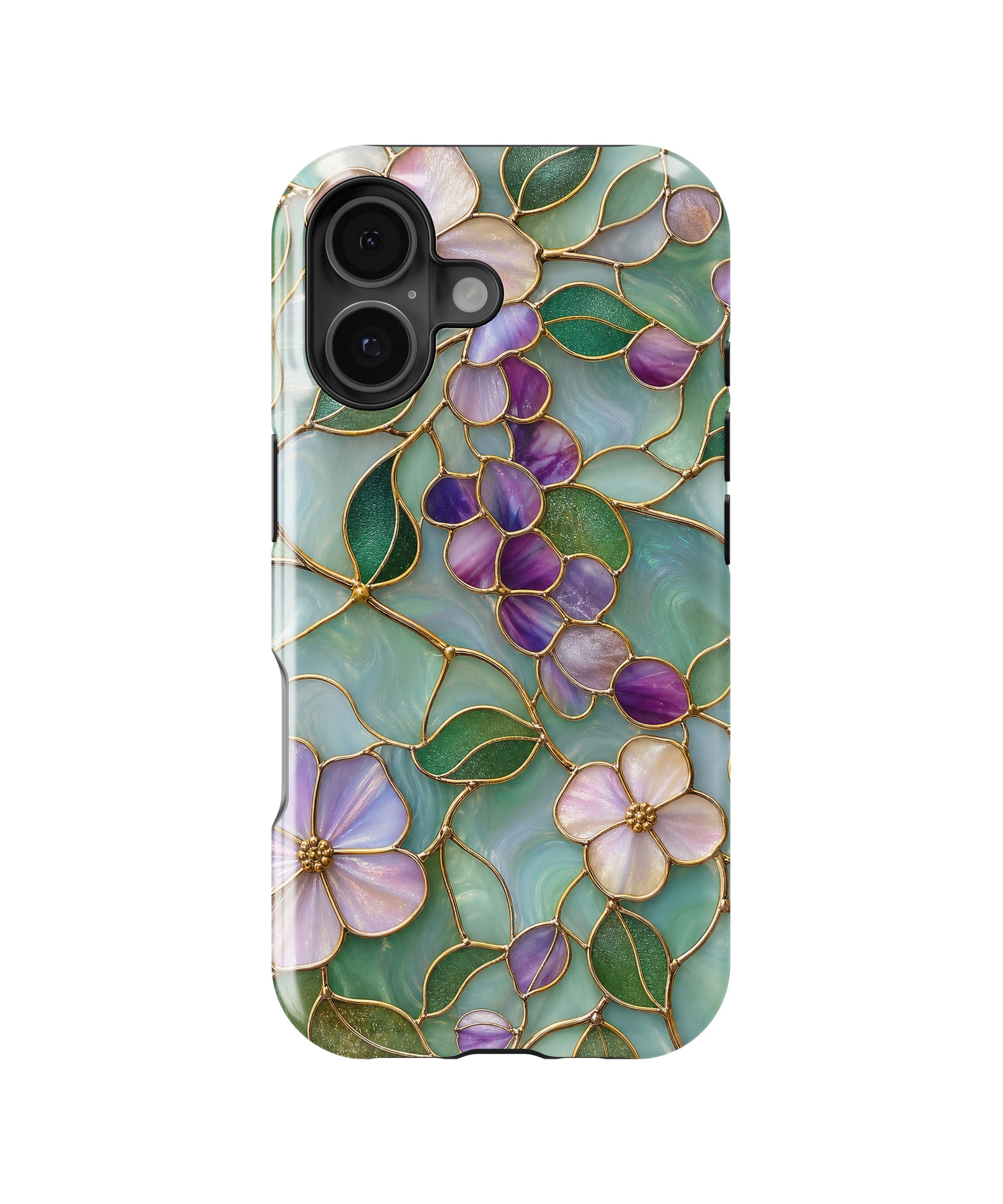 Aqua Grape Stained Glass Floral MagSafe iPhone tough case for iPhone 17