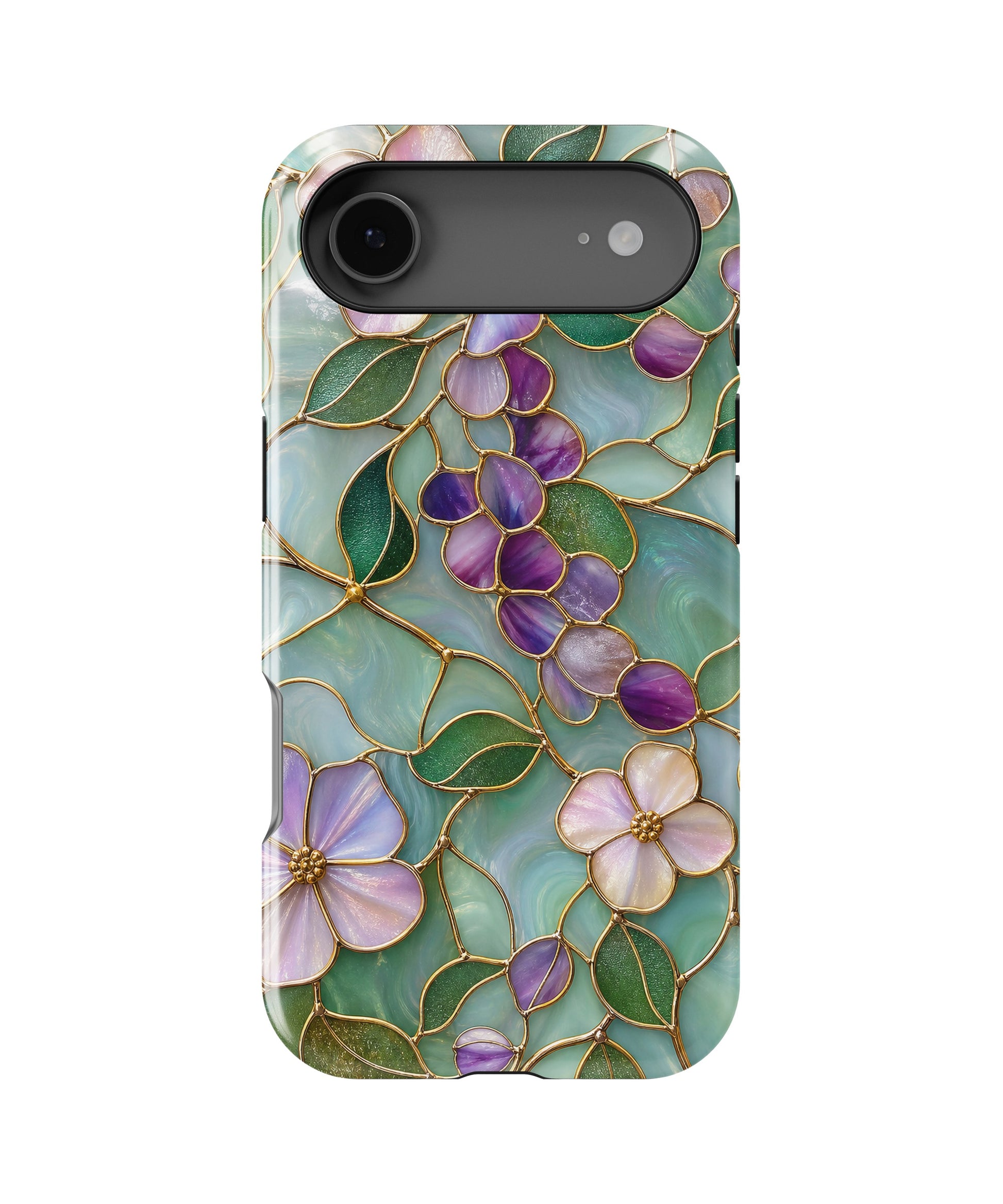 Aqua Grape Stained Glass Floral MagSafe iPhone tough case for iPhone 17 Air