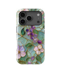 Aqua Grape Stained Glass Floral MagSafe iPhone tough case for iPhone 17 Pro
