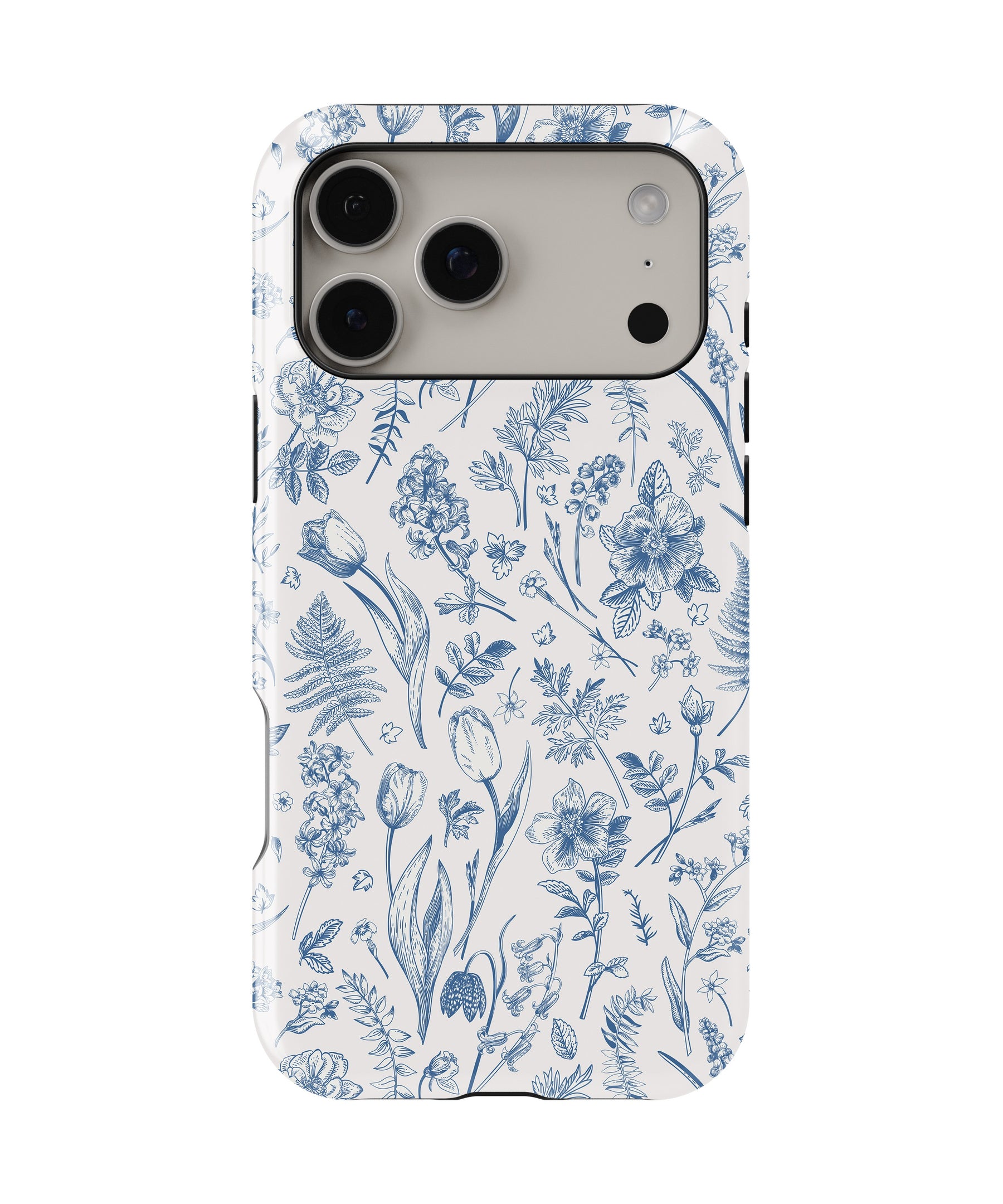 Blue Botanical Line Art Floral MagSafe iPhone Tough Case