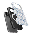 Blue Botanical Line Art Floral MagSafe iPhone Tough Case - i17PMT p11