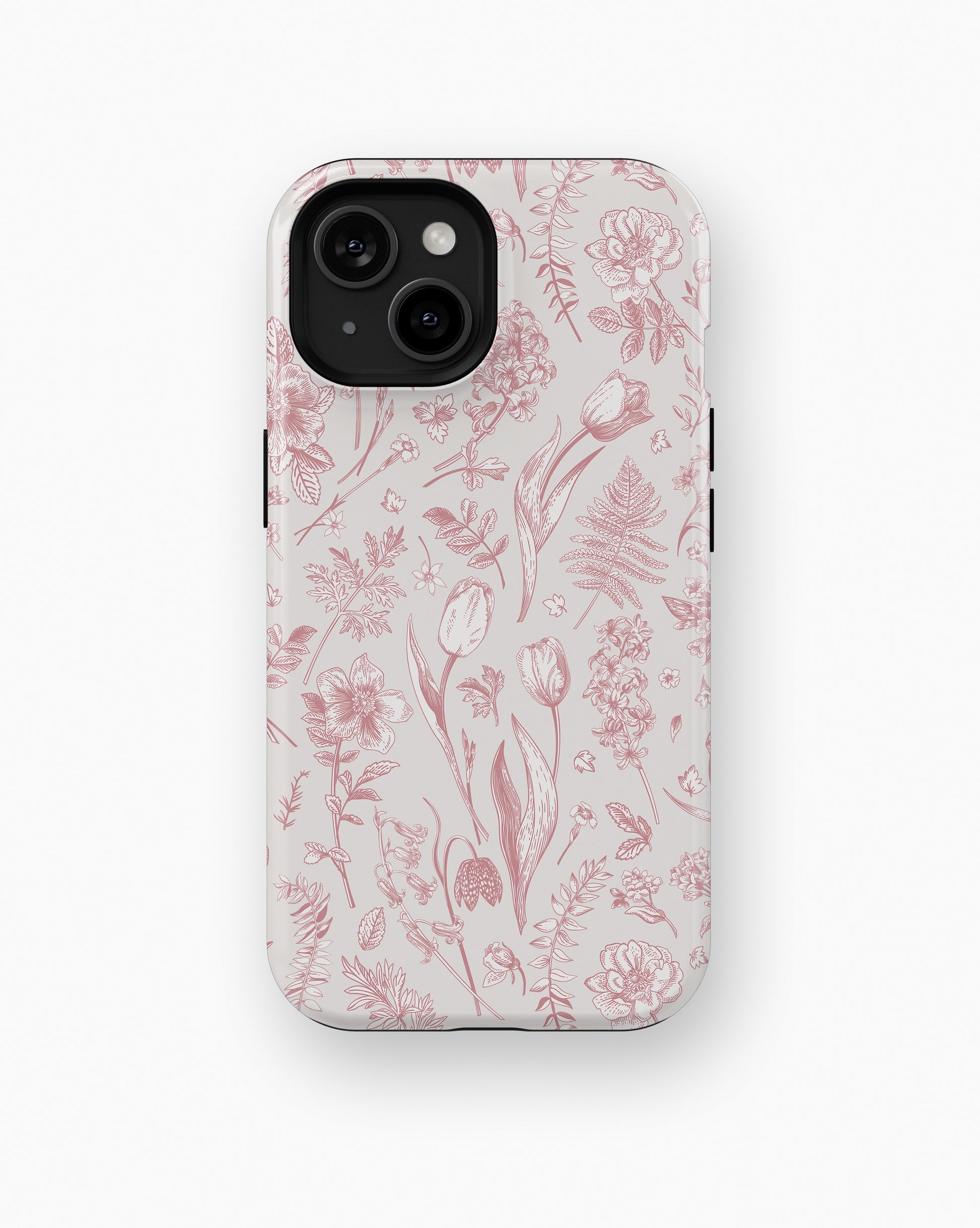 Pink Botanical Line Art Floral MagSafe iPhone Tough Case - i15 tough p1