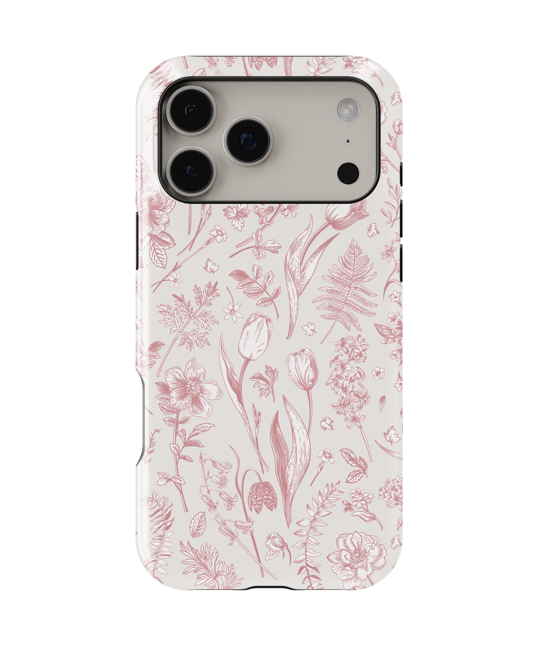 Pink Botanical Line Art Floral MagSafe iPhone Tough Case