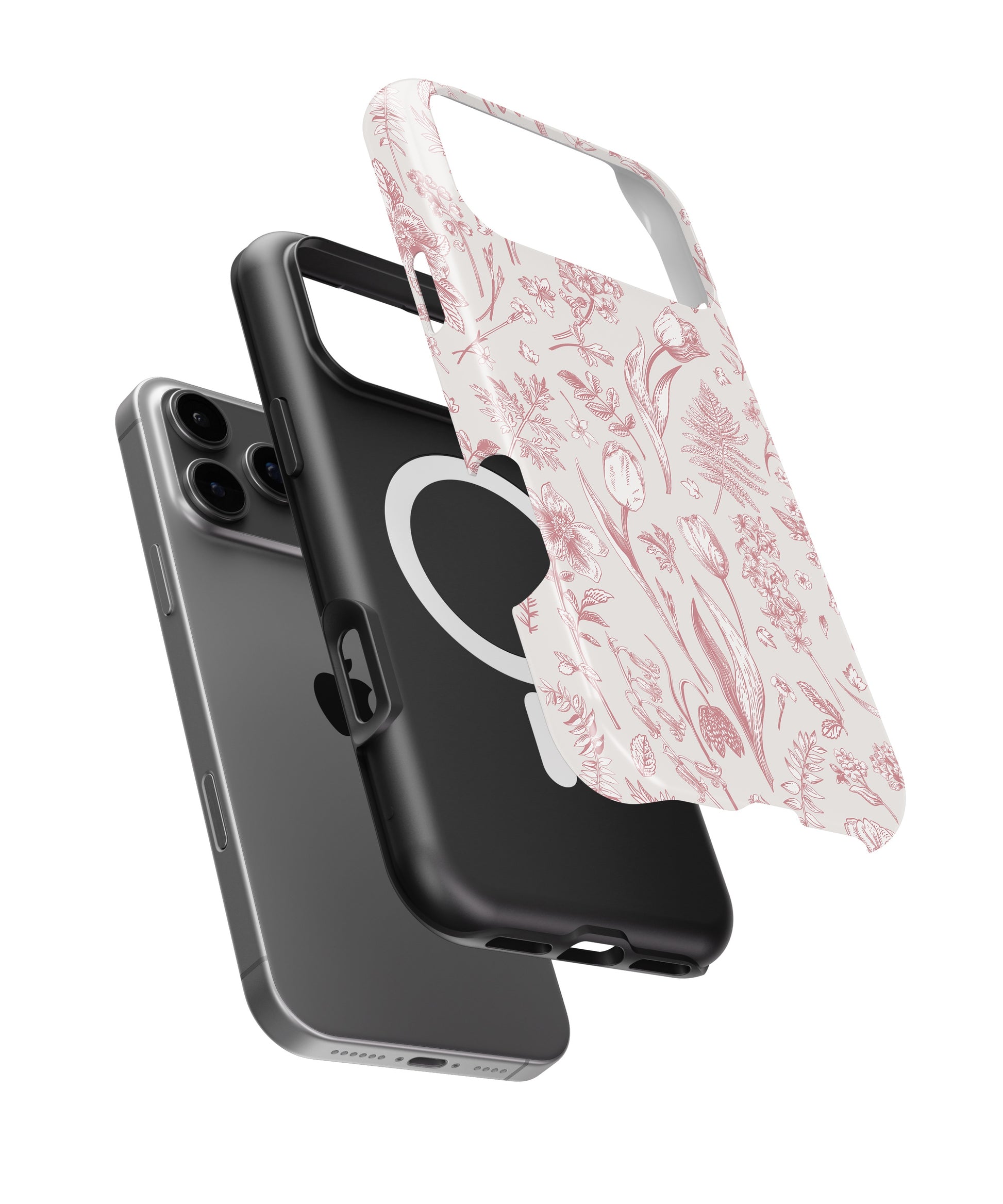 Pink Botanical Line Art Floral MagSafe iPhone Tough Case - i17PMT p11
