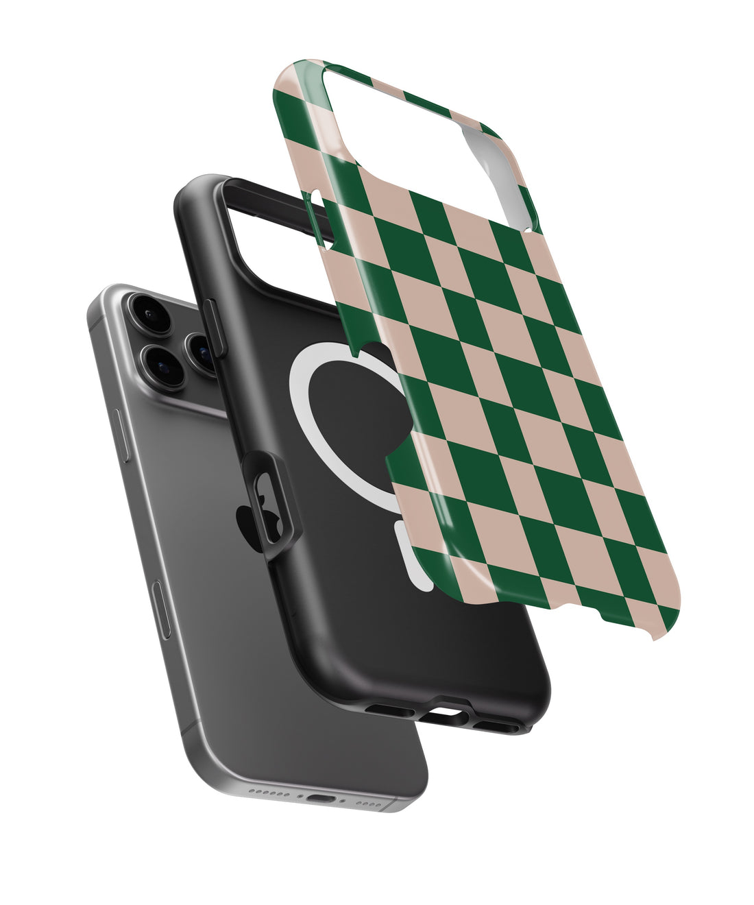 Green Beige Checkerboard MagSafe iPhone Tough Case - i17PMT p1