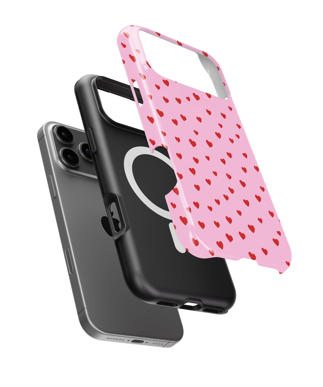 Pink Red Heart Pattern MagSafe iPhone Tough Case - i17PMT p1