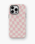 Pink Cream Wavy Checkerboard MagSafe iPhone Tough Case - i15 pro max tough p1