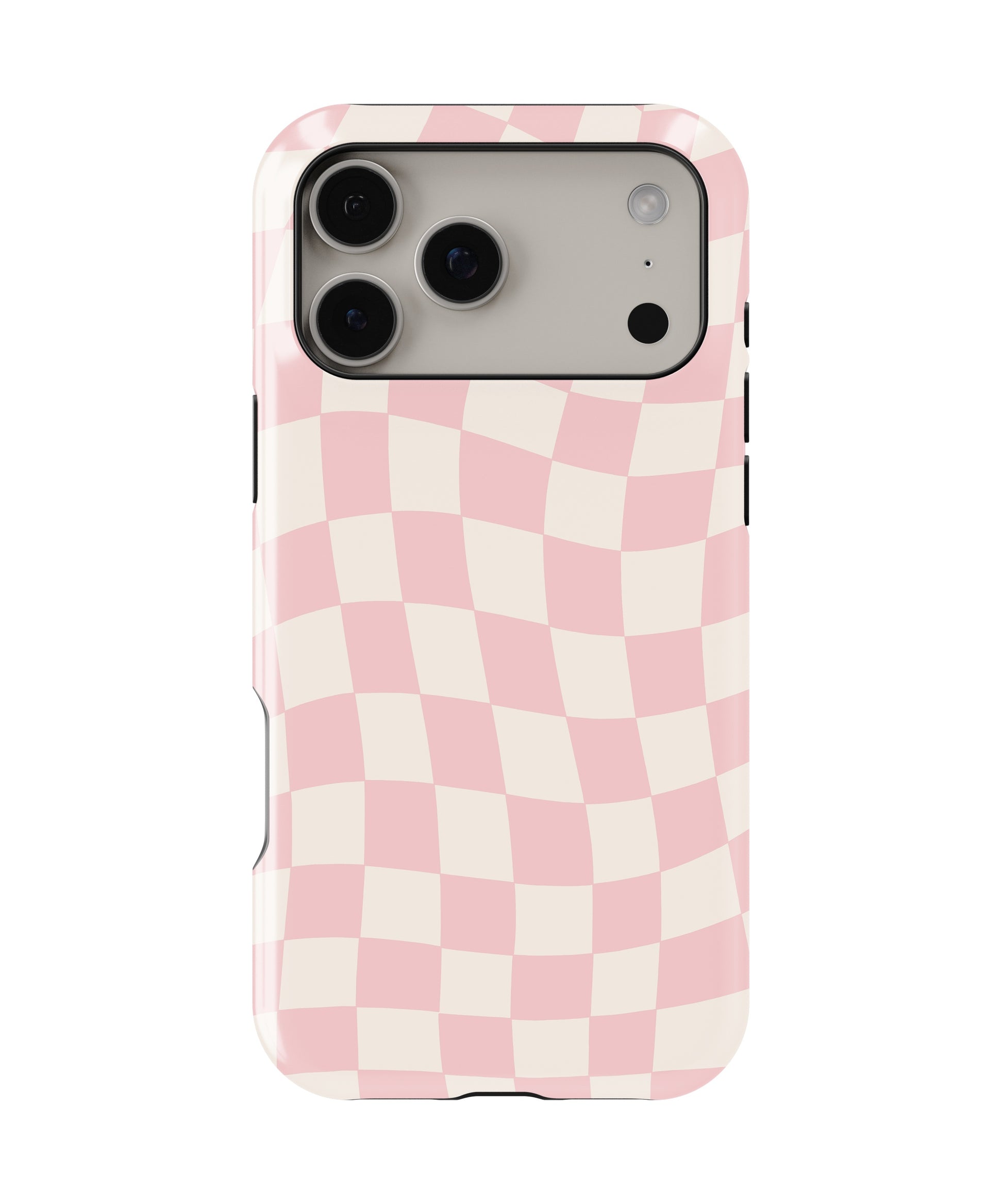 Pink Cream Wavy Checkerboard MagSafe iPhone Tough Case - i17PMT p1