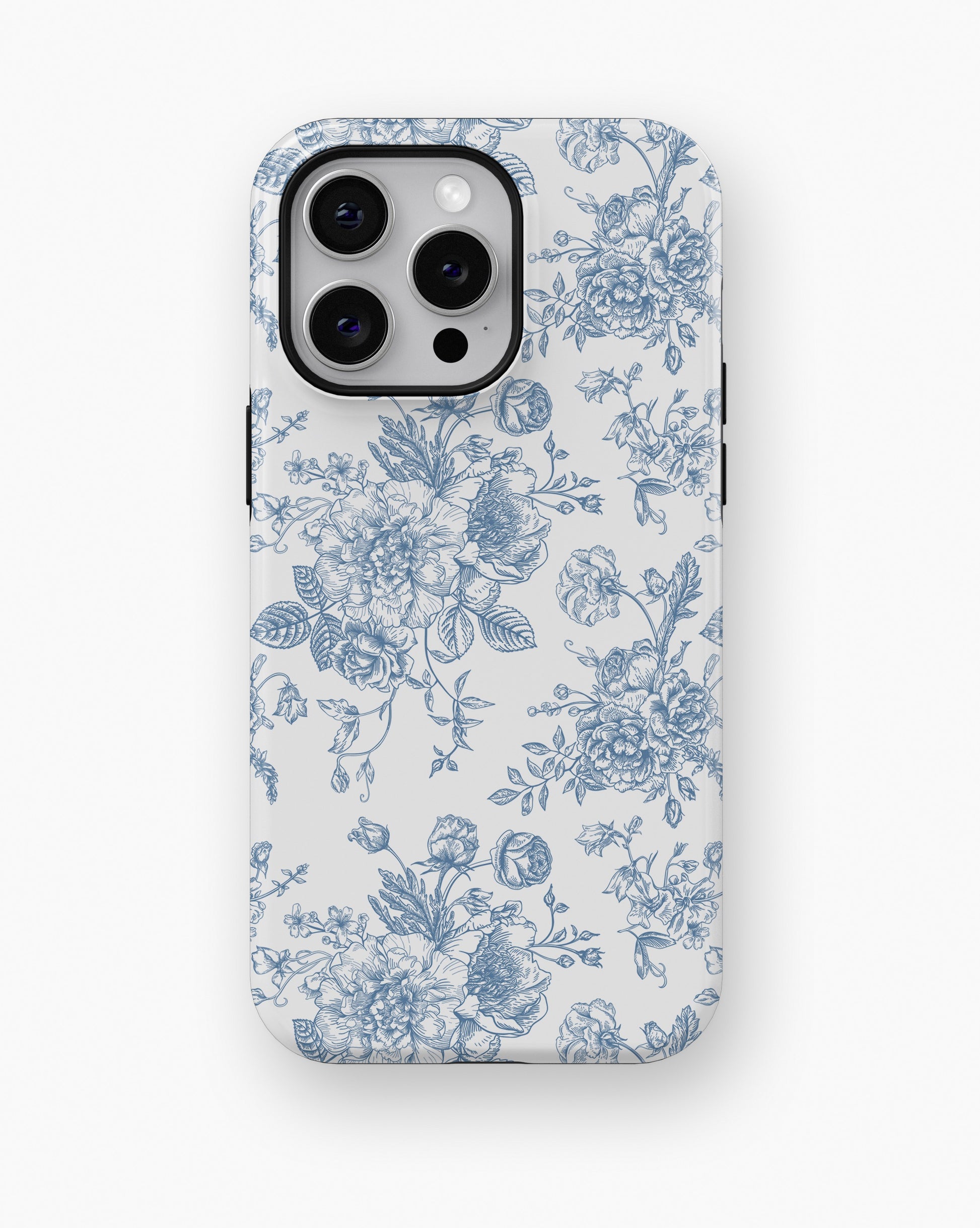 Blue Toile Floral Bouquet MagSafe iPhone Tough Case - i15 pro max tough p1