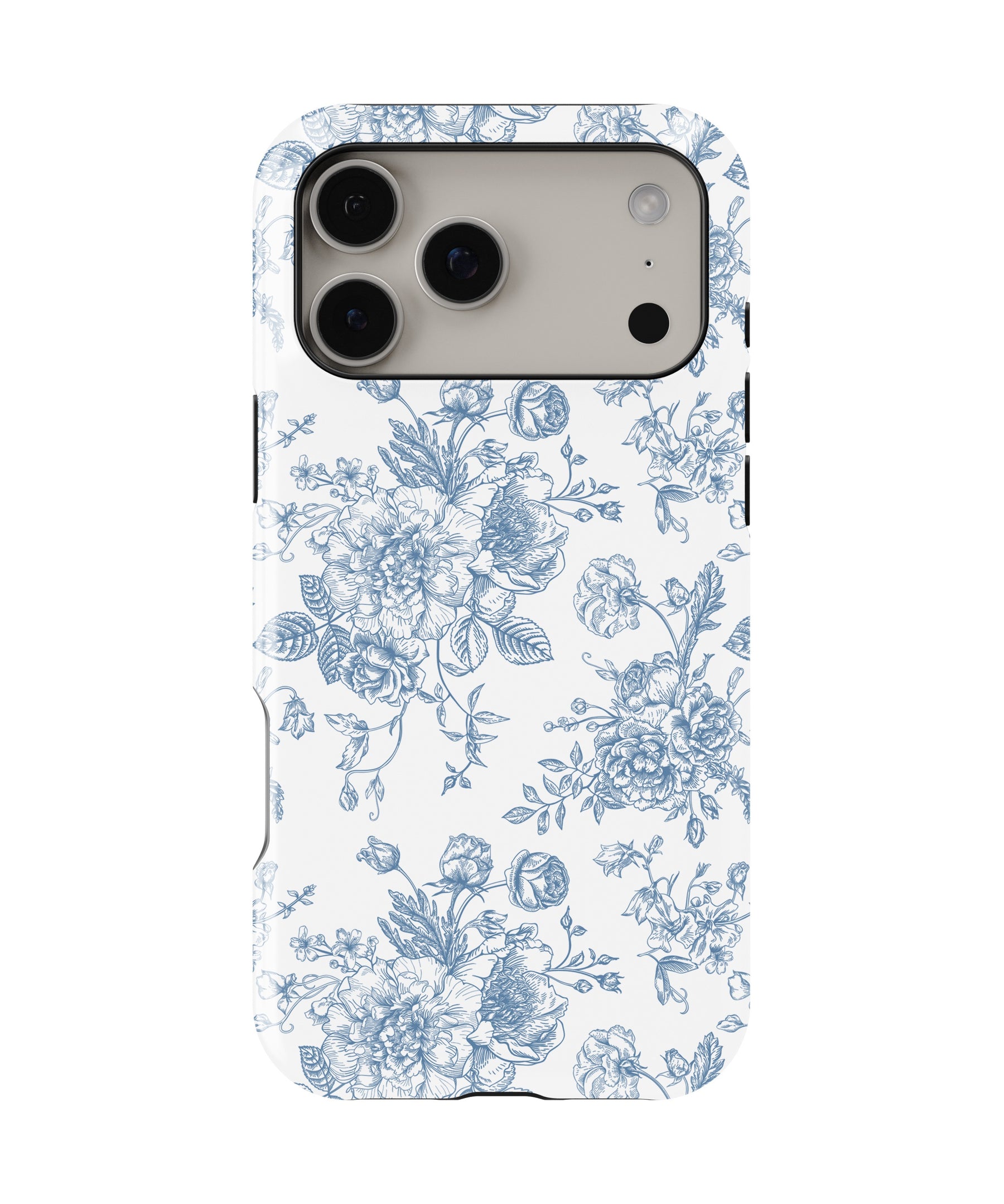 Blue Toile Floral Bouquet MagSafe iPhone Tough Case