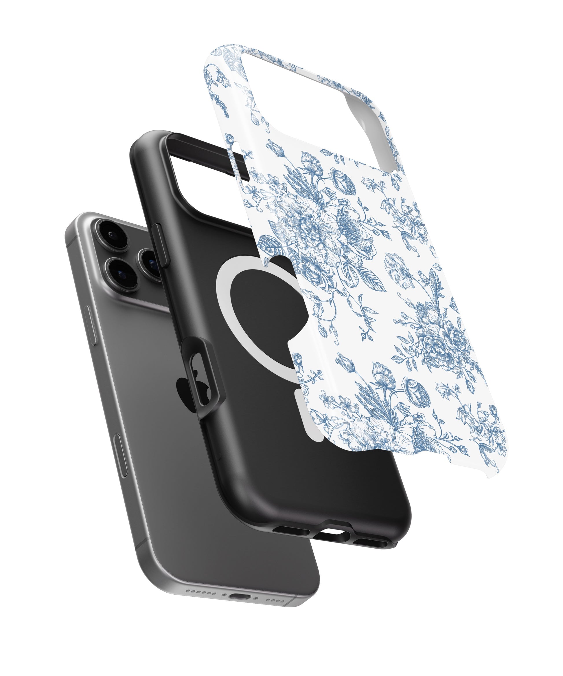 Blue Toile Floral Bouquet MagSafe iPhone Tough Case - i17PMT p11