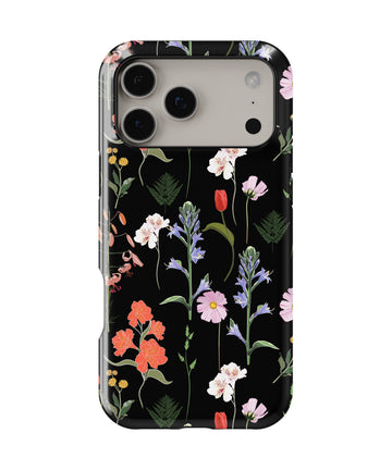 Black Wildflower Botanical MagSafe iPhone Tough Case - i17PMT p1