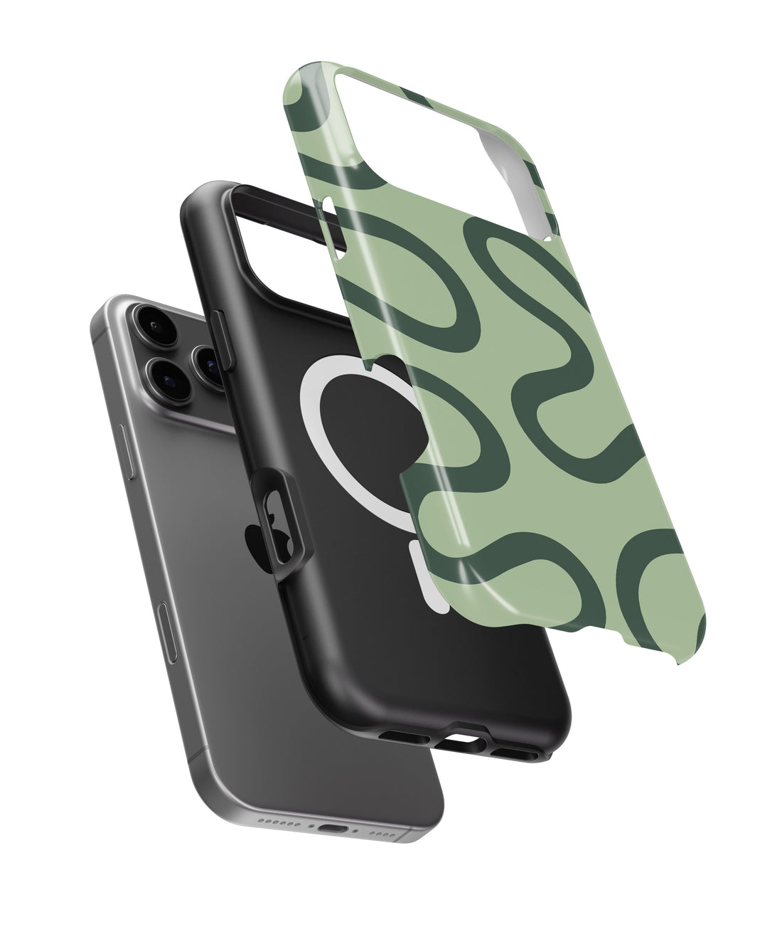 Sage Green Abstract Wavy MagSafe iPhone Tough Case - i17PMT p1