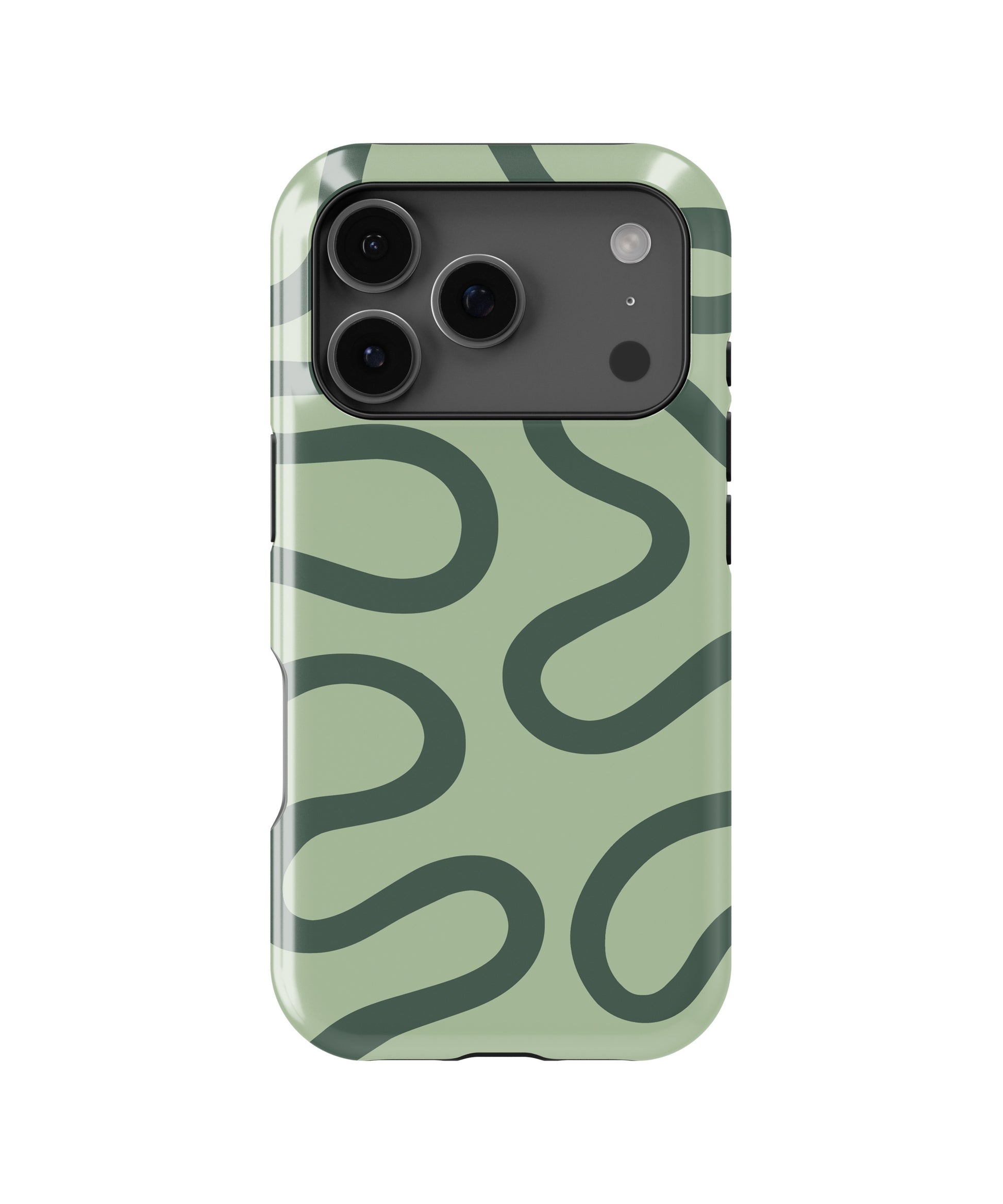 Sage Green Abstract Wavy MagSafe iPhone Tough Case - i17PT p1