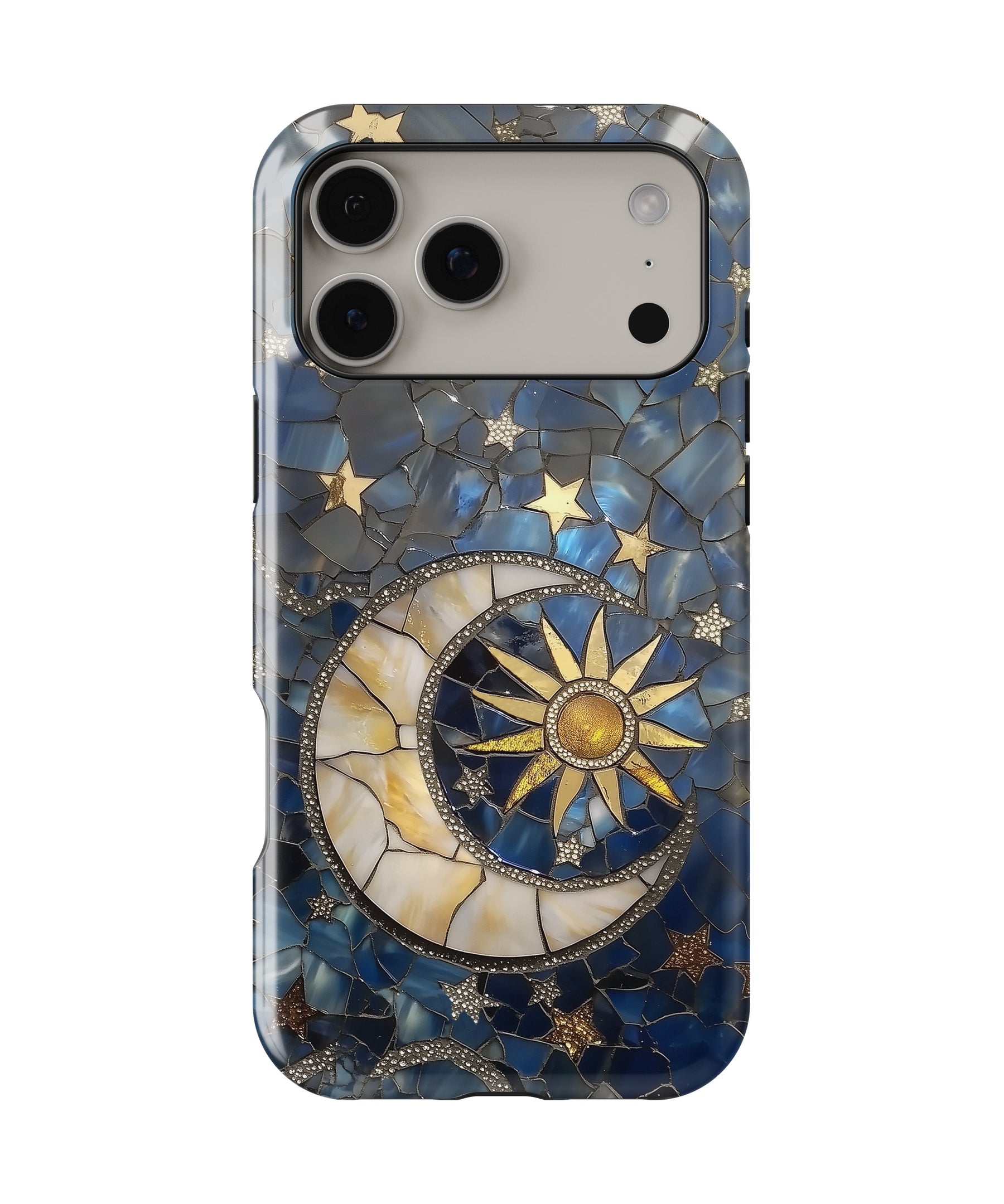 Blue Gold Celestial Mosaic MagSafe iPhone Tough Case