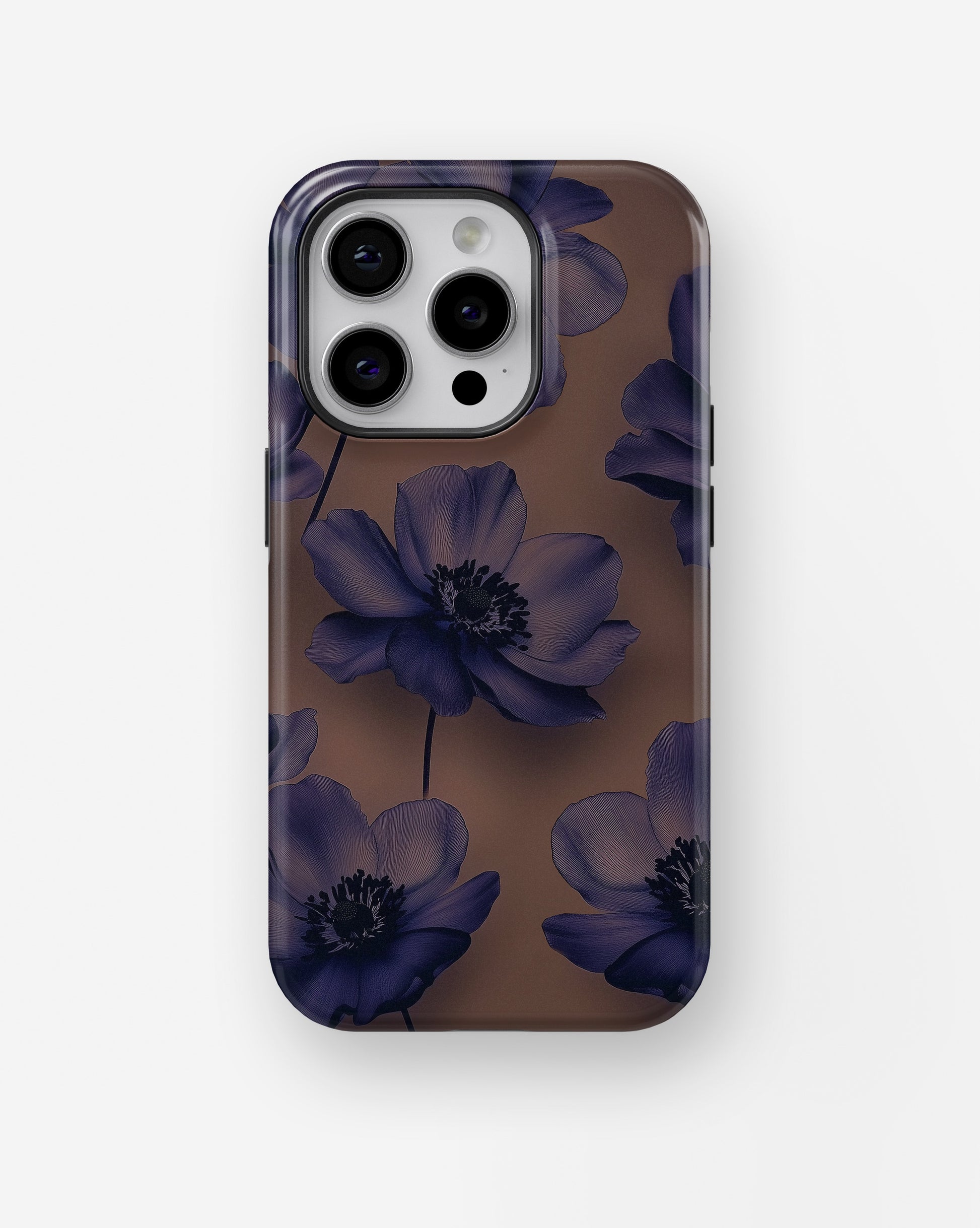 Purple Floral Taupe MagSafe iPhone Tough Case - i15 pro tough p1
