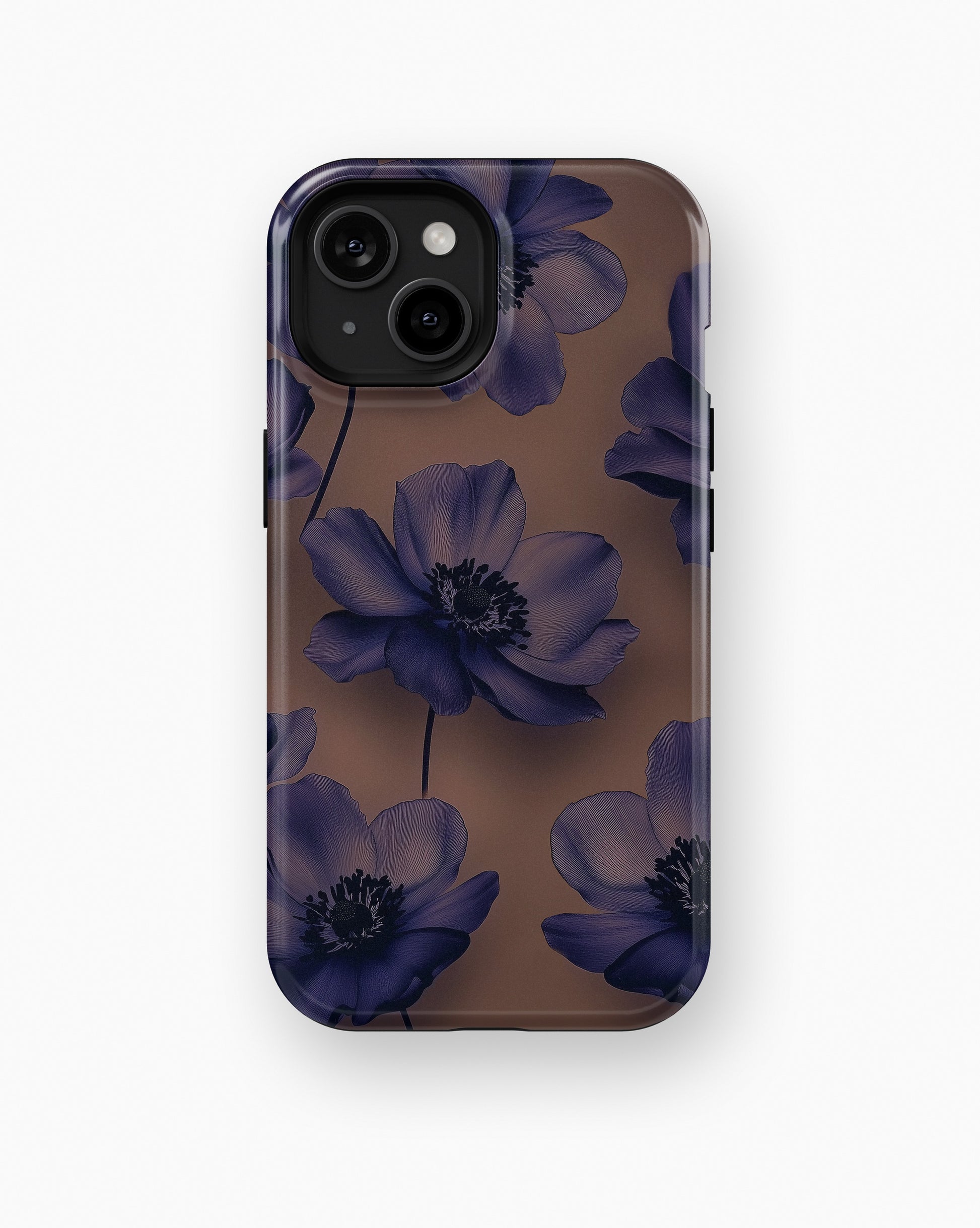 Purple Floral Taupe MagSafe iPhone Tough Case - i15 tough p1