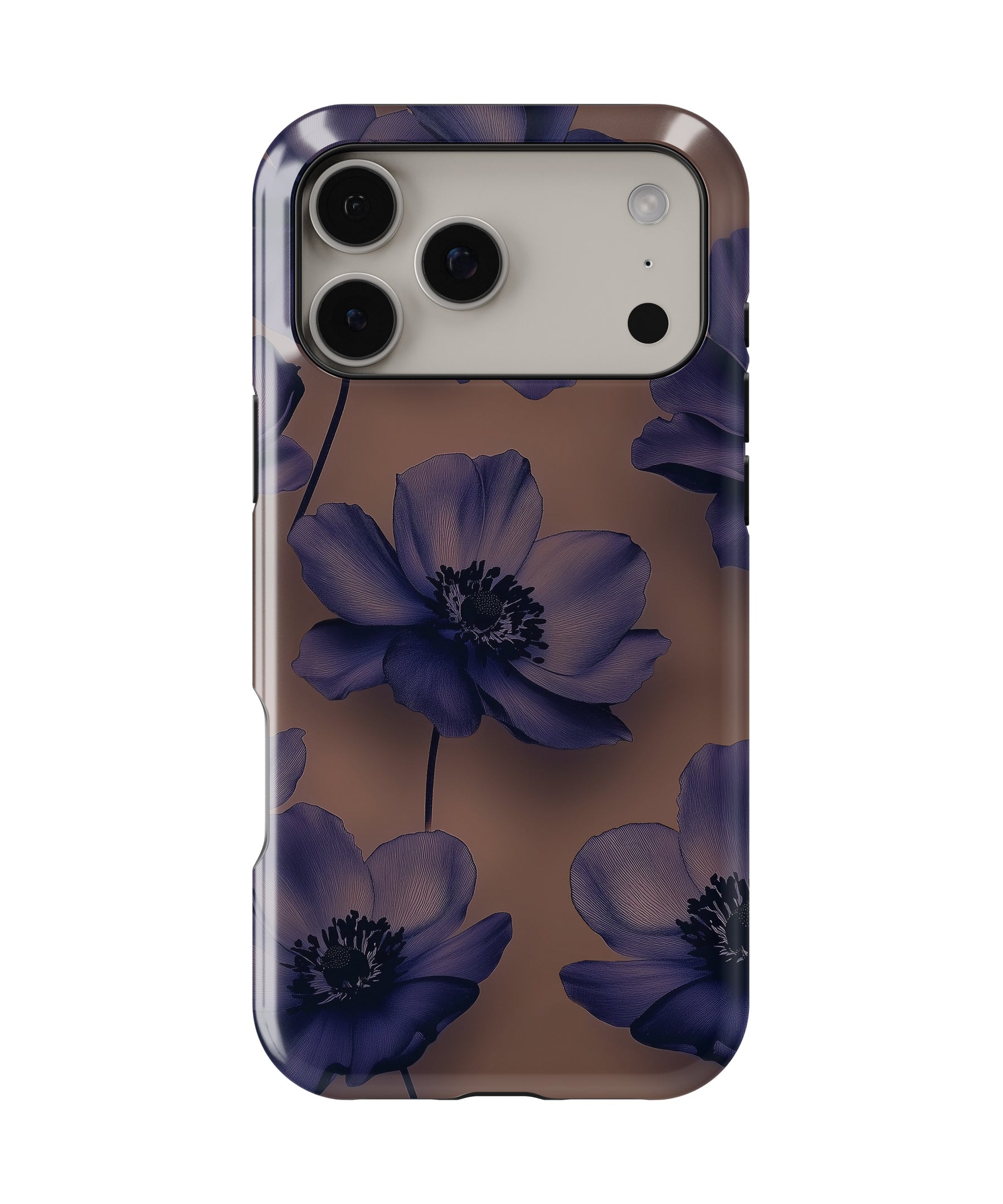 Purple Floral Taupe MagSafe iPhone Tough Case