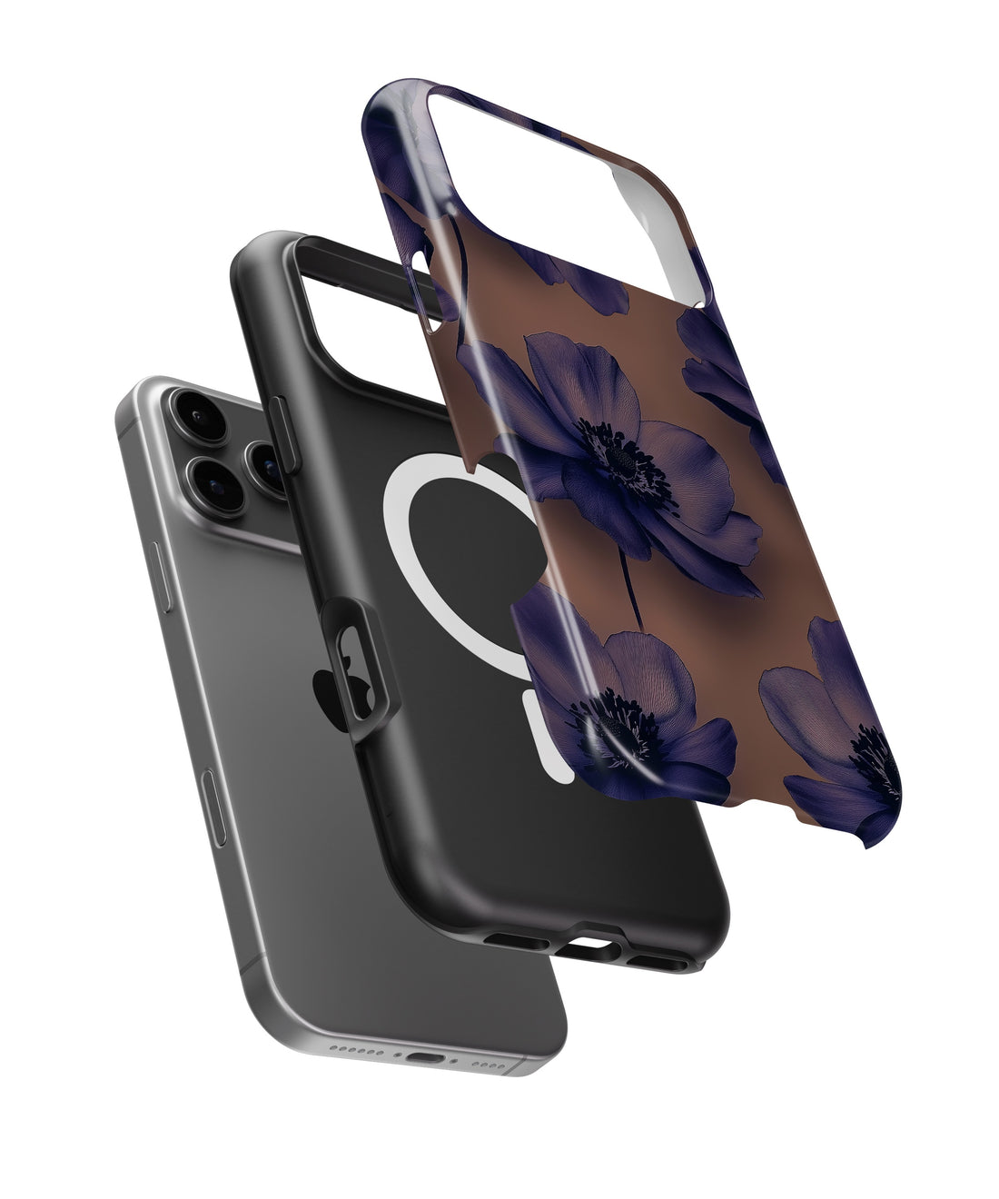Purple Floral Taupe MagSafe iPhone Tough Case - i17PMT p1