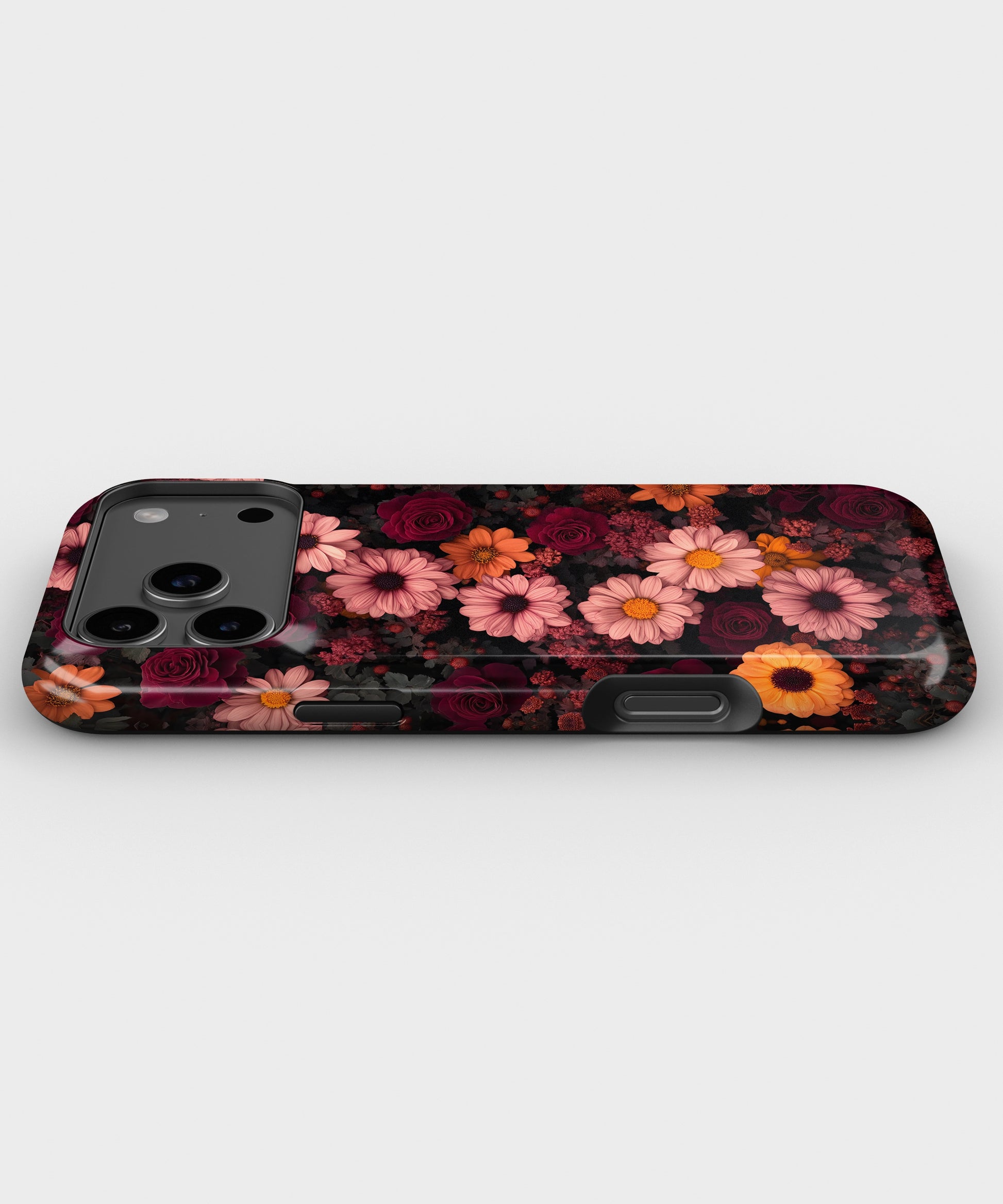 Dark Burgundy Daisy Rose Floral MagSafe iPhone Tough Case - i17PMT p3