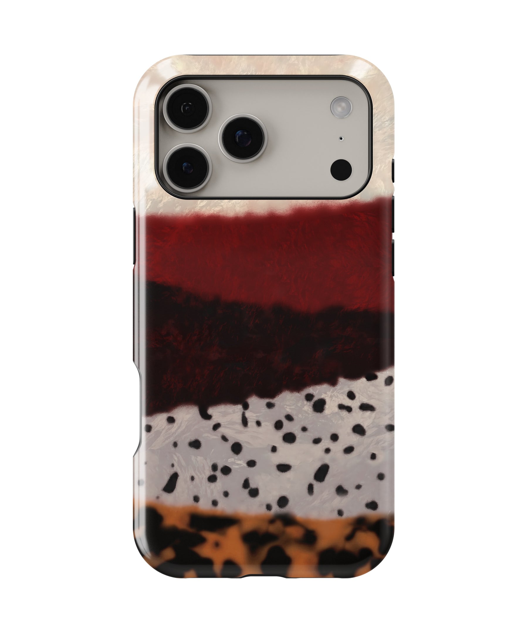 Burgundy Animal Print Colorblock MagSafe iPhone Tough Case