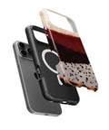 Burgundy Animal Print Colorblock MagSafe iPhone Tough Case - i17PMT p11