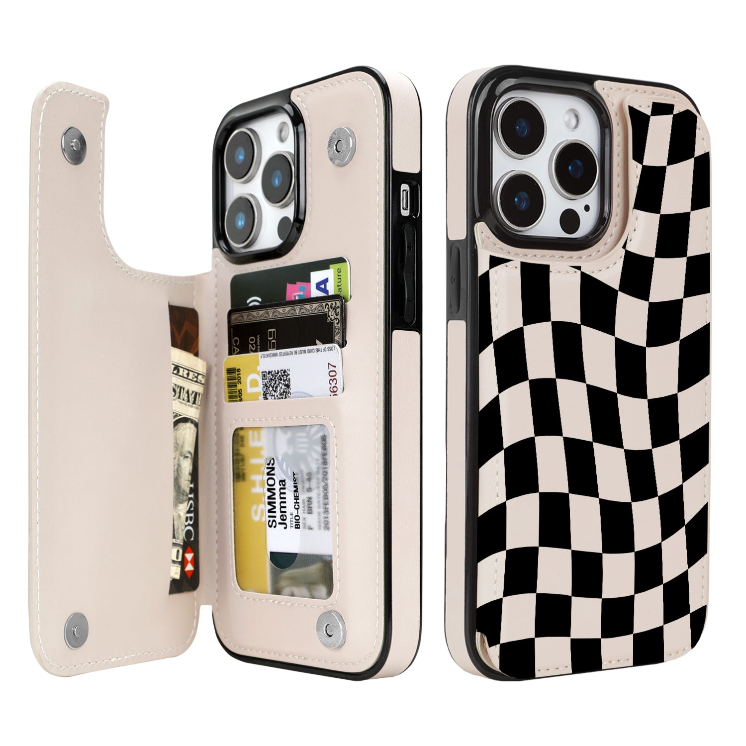 Dune Mirage Checkered double-buckle wallet phone case for iPhone 13 Pro Max - model-specific product view