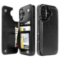 Classic Black double-buckle wallet phone case for iPhone 16 - model-specific product view
