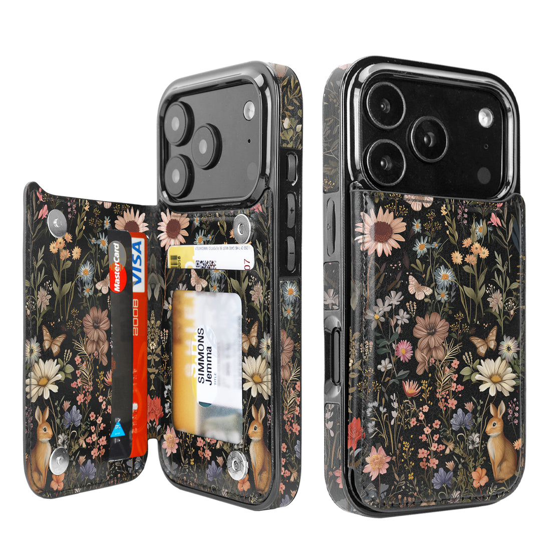 Midnight Meadow MagSafe Flip Wallet Case for iPhone 17-12 Series - Midnight Meadow MagSafe card holder wallet case