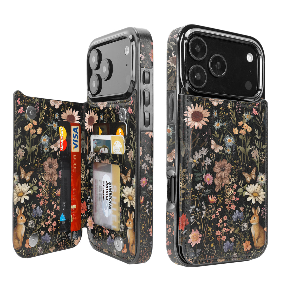 Midnight Meadow MagSafe Flip Wallet Case for iPhone 17-12 Series - Midnight Meadow MagSafe card holder wallet case