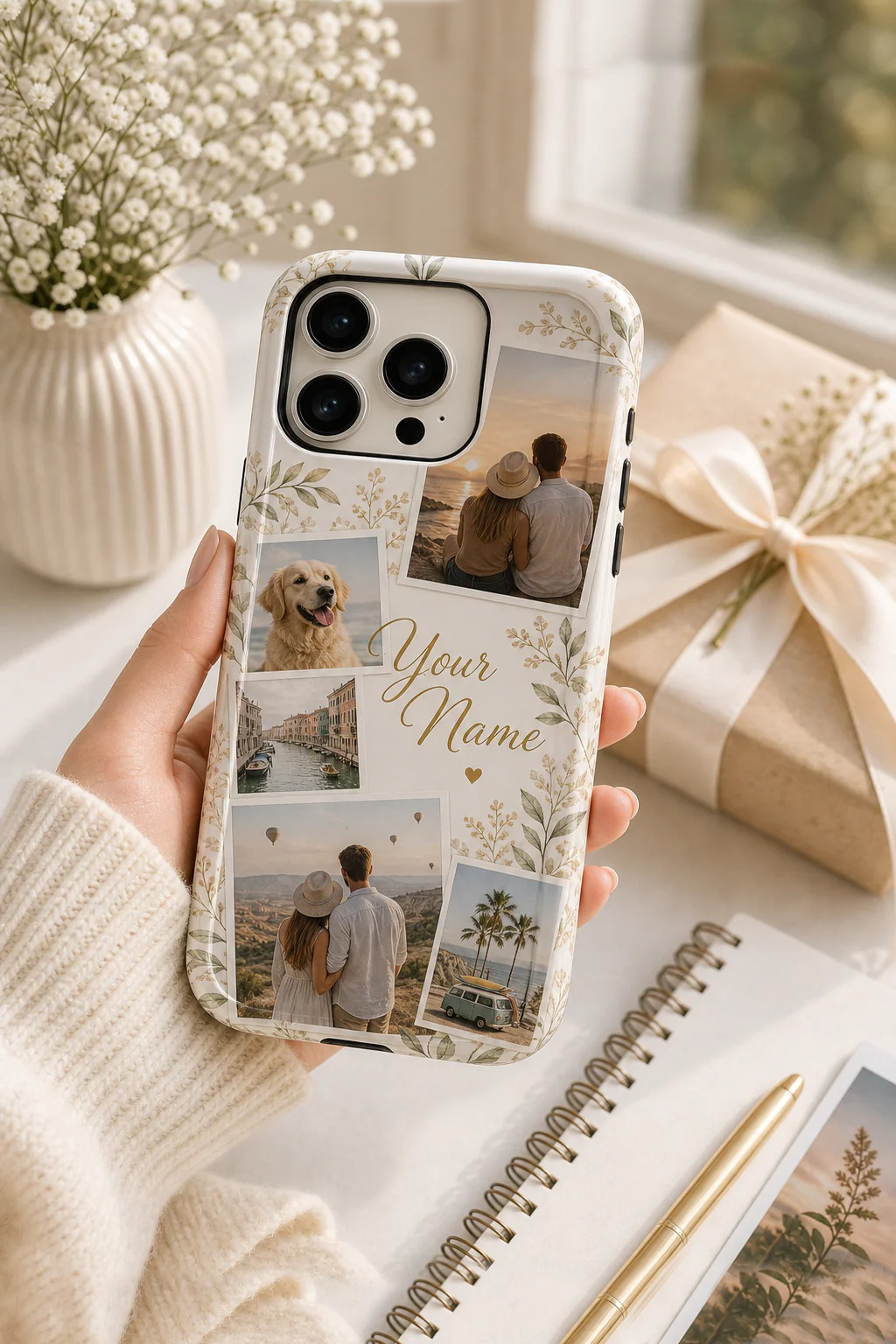 Custom iPhone 17 Pro Max case with upload your own photo name and design