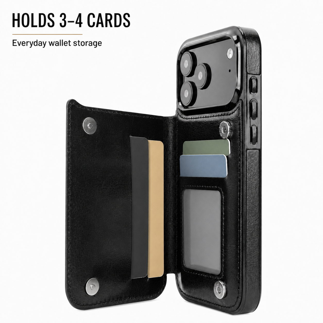 Wildflower Sketch double-buckle wallet phone case holds 3 to 4 cards
