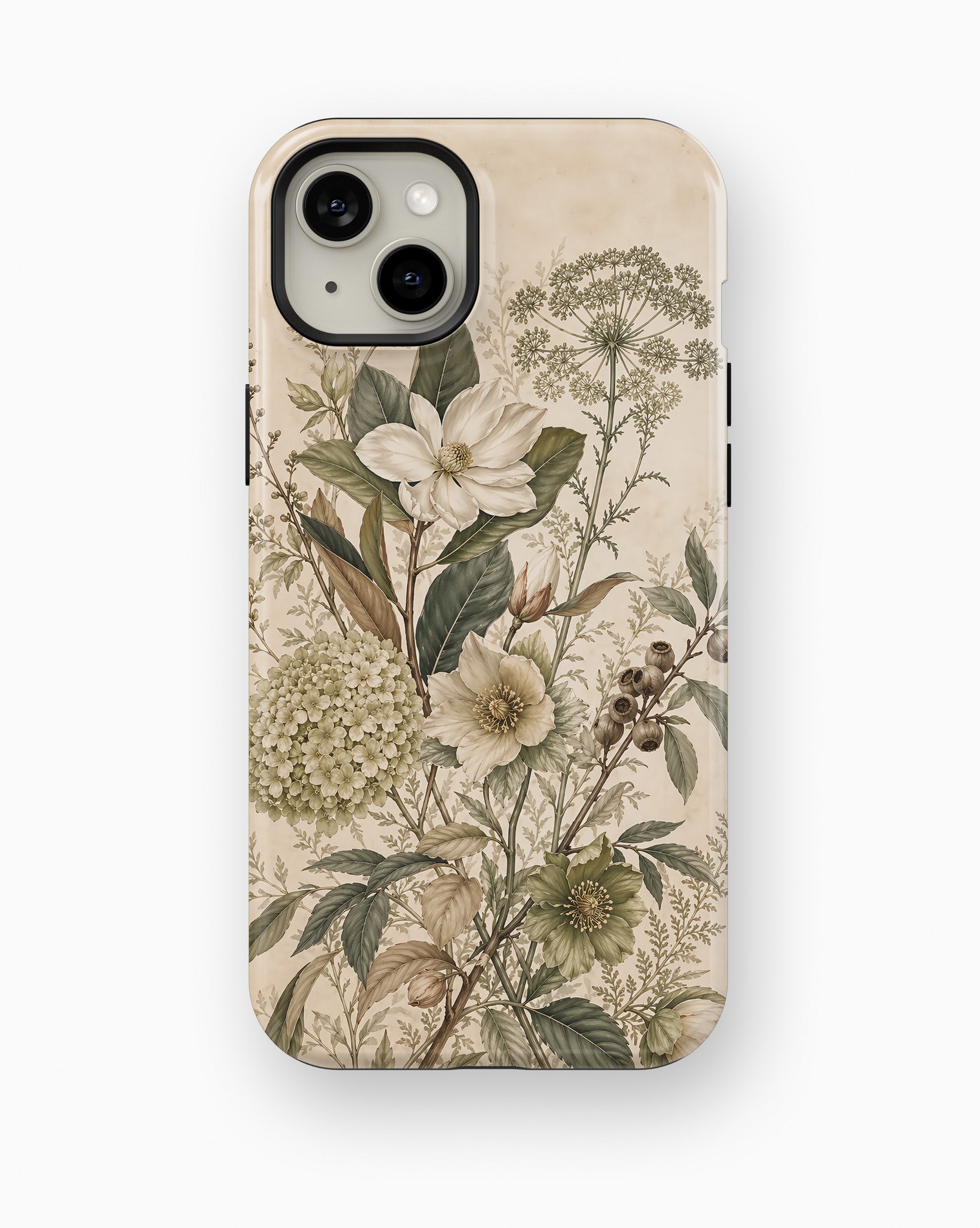 Ivory Botanical Bloom Shockproof MagSafe Case for iPhone - iPhone 15 (6.1")