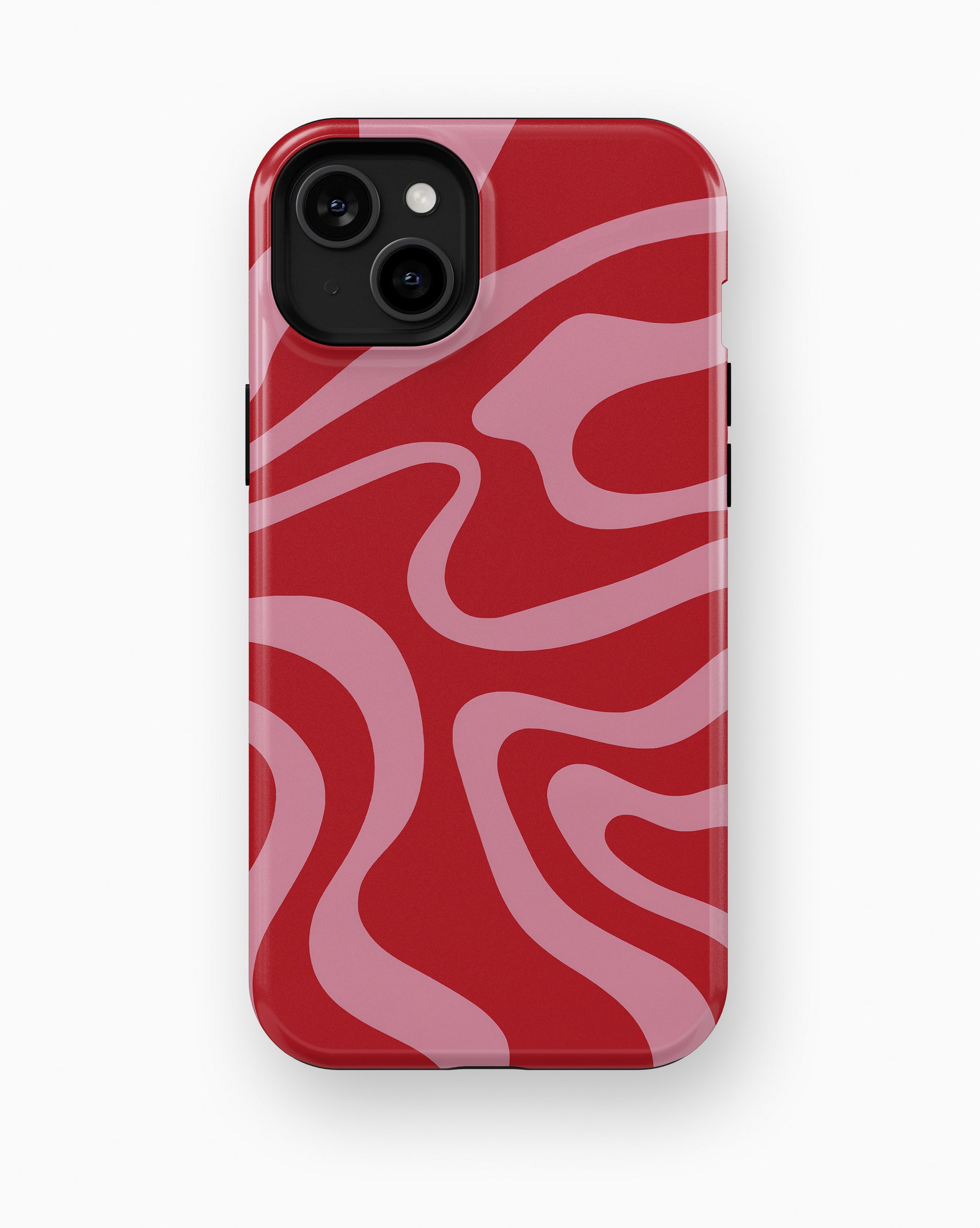 Red Pink Wavy Abstract Shockproof MagSafe Case for iPhone - iPhone 15 Plus (6.7")